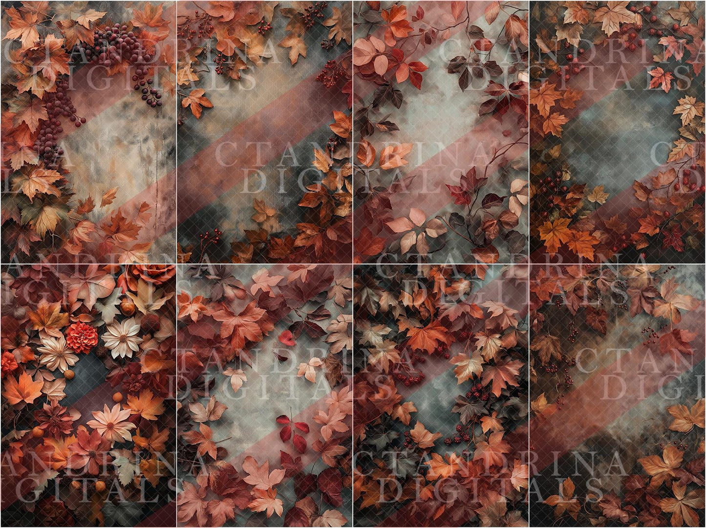 Fall Foliage Texture Digital Backdrop Overlays