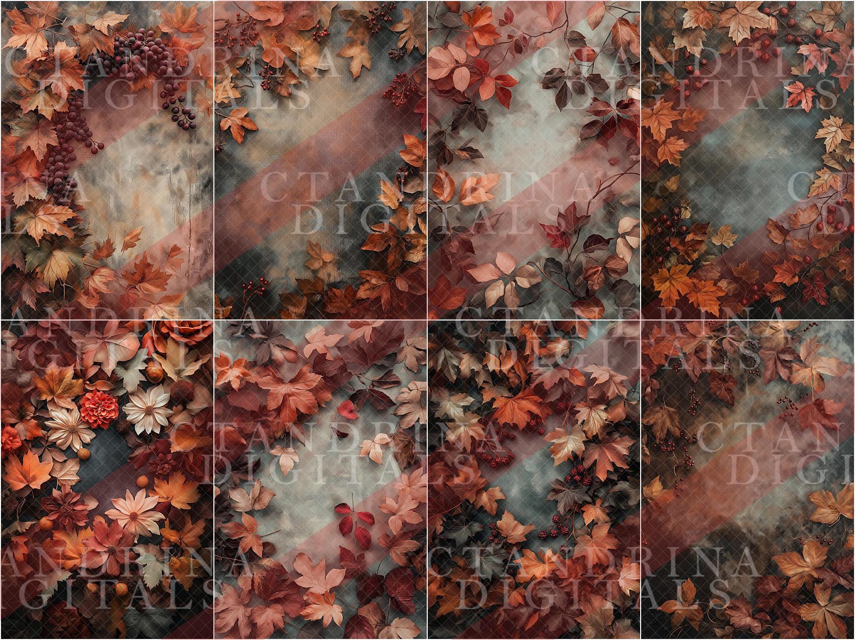 Fall Foliage Texture Digital Backdrop Overlays