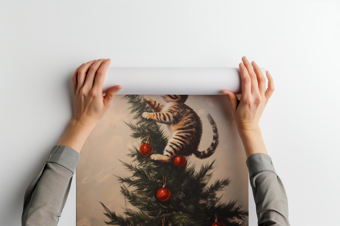 Cat Climbing the Christmas Tree PRINTABLE
