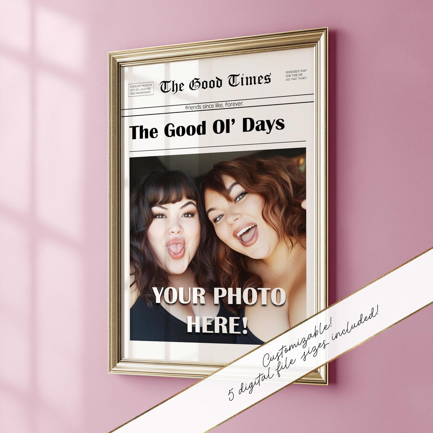 Customizable Newspaper Good Ol' Days PRINTABLE, Gifts for your BFF, Gifts for Her, Gifts for Him, Personalized Best Friend Gifts, Quick Gift