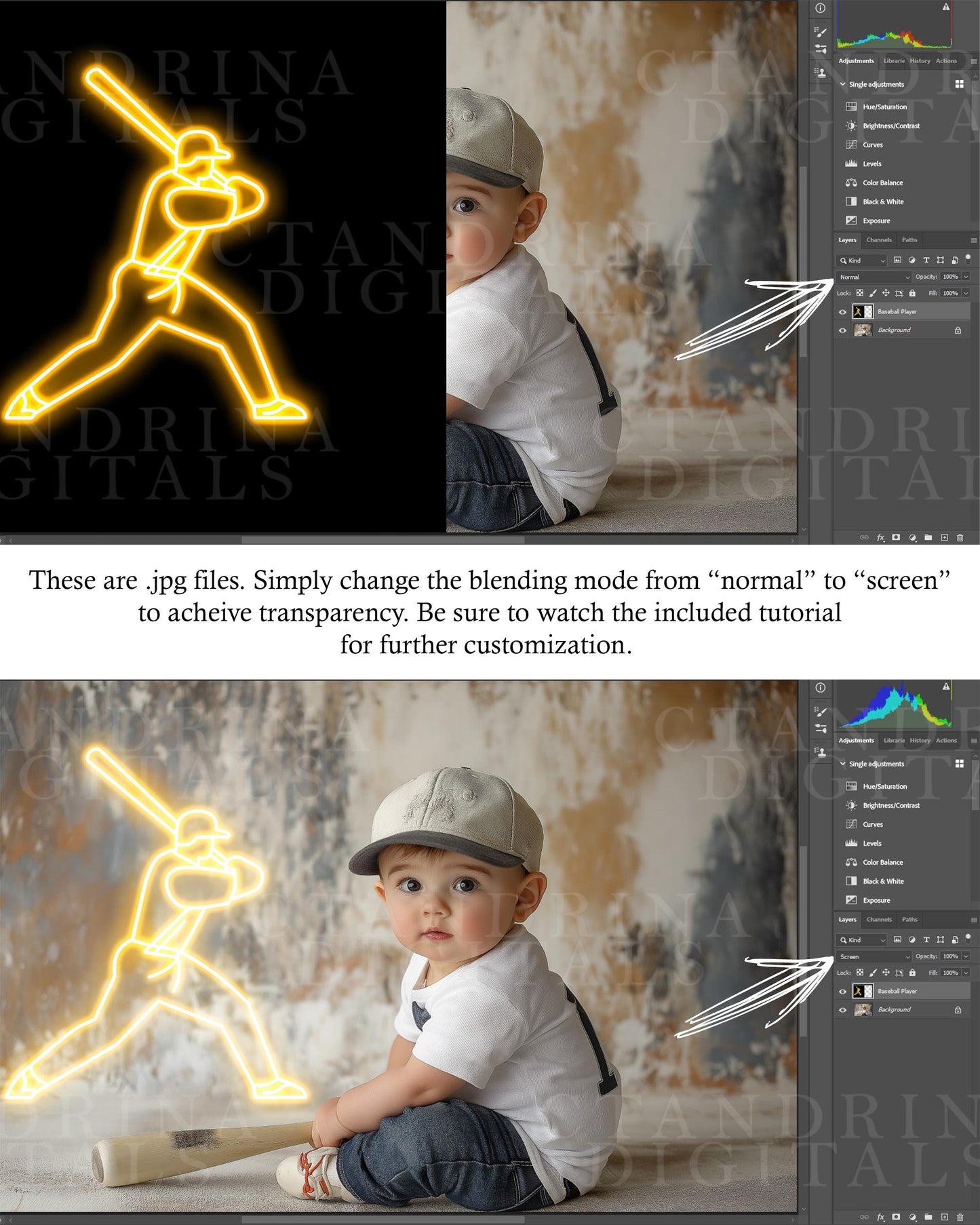Neon Sign Backdrop Overlays, Cake Smash Neon Sign Digital Overlay, Digital Backdrop Overlay, Photoshop Tutorial Included, Mega Pack Overlays