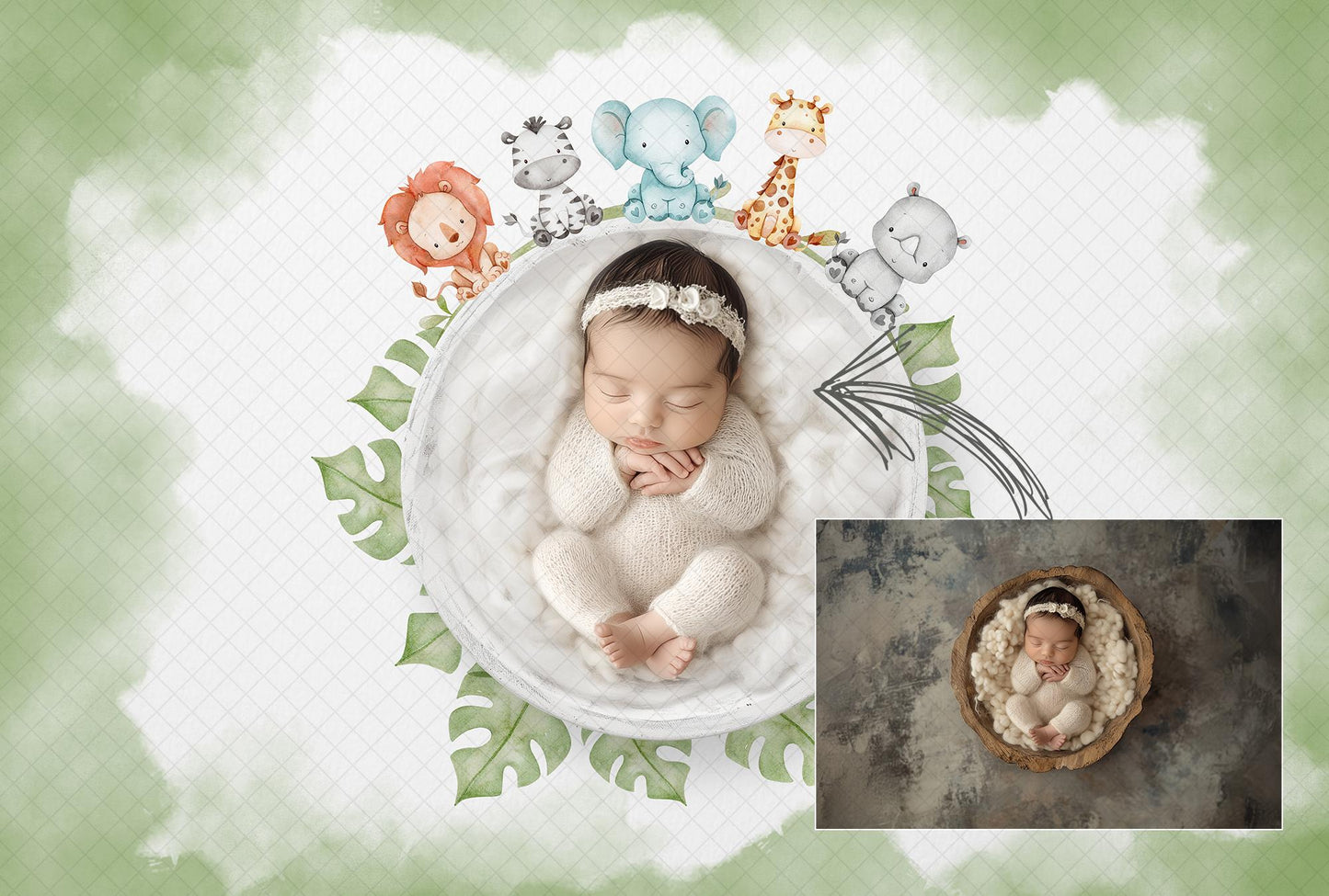 Safari Animals Newborn Digital Backdrop