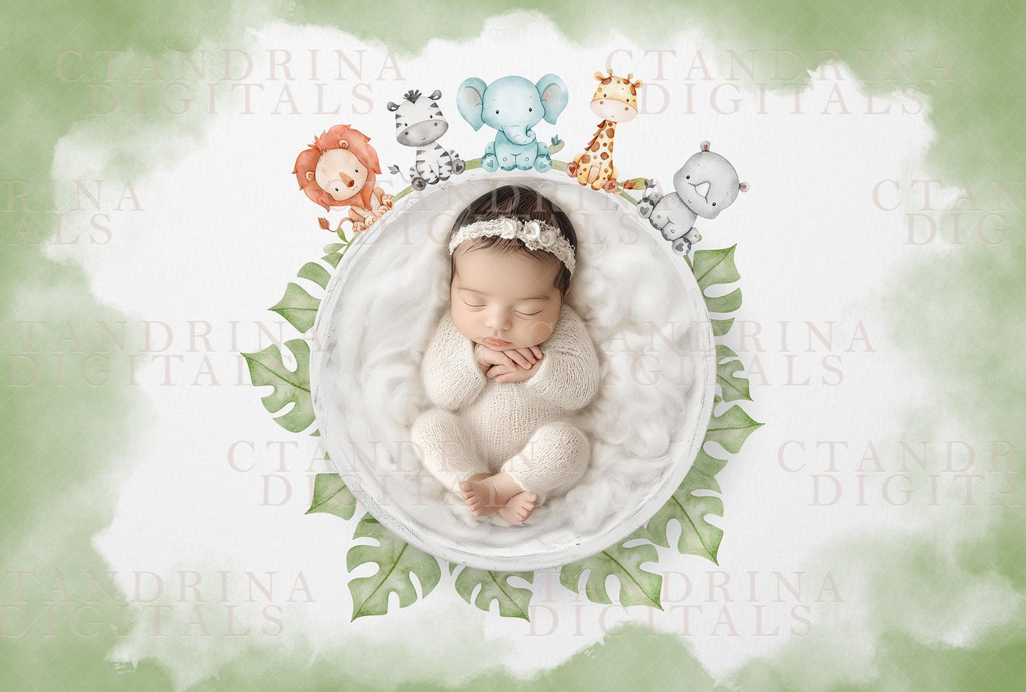 Safari Animals Newborn Digital Backdrop