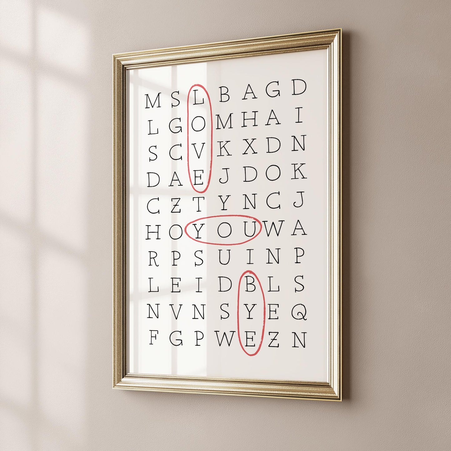 Love You Bye Crossword PRINTABLE