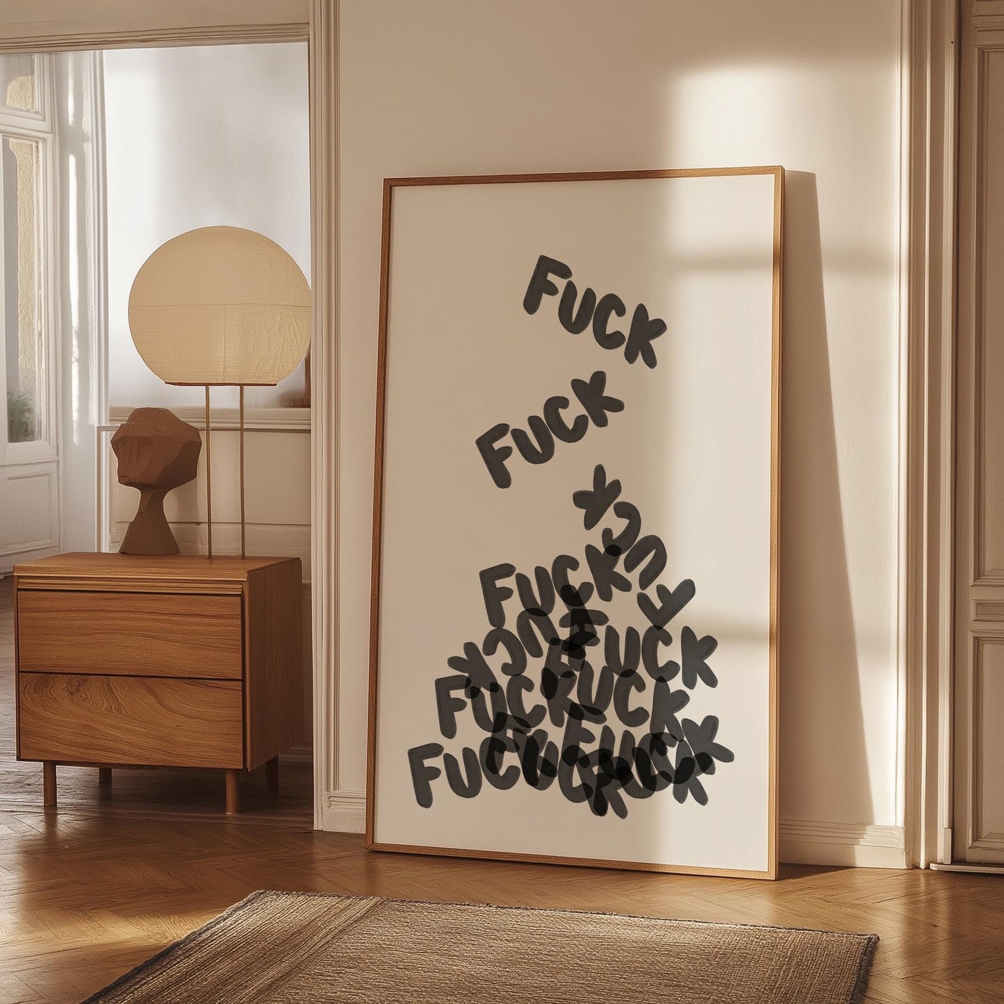 FUCK Pile PRINTABLE, Bold Digital Print, Quote Wall Decor, Minimalist Printable Art, Hand Drawn Stacked Text Decor, Vulgar DIY Decor