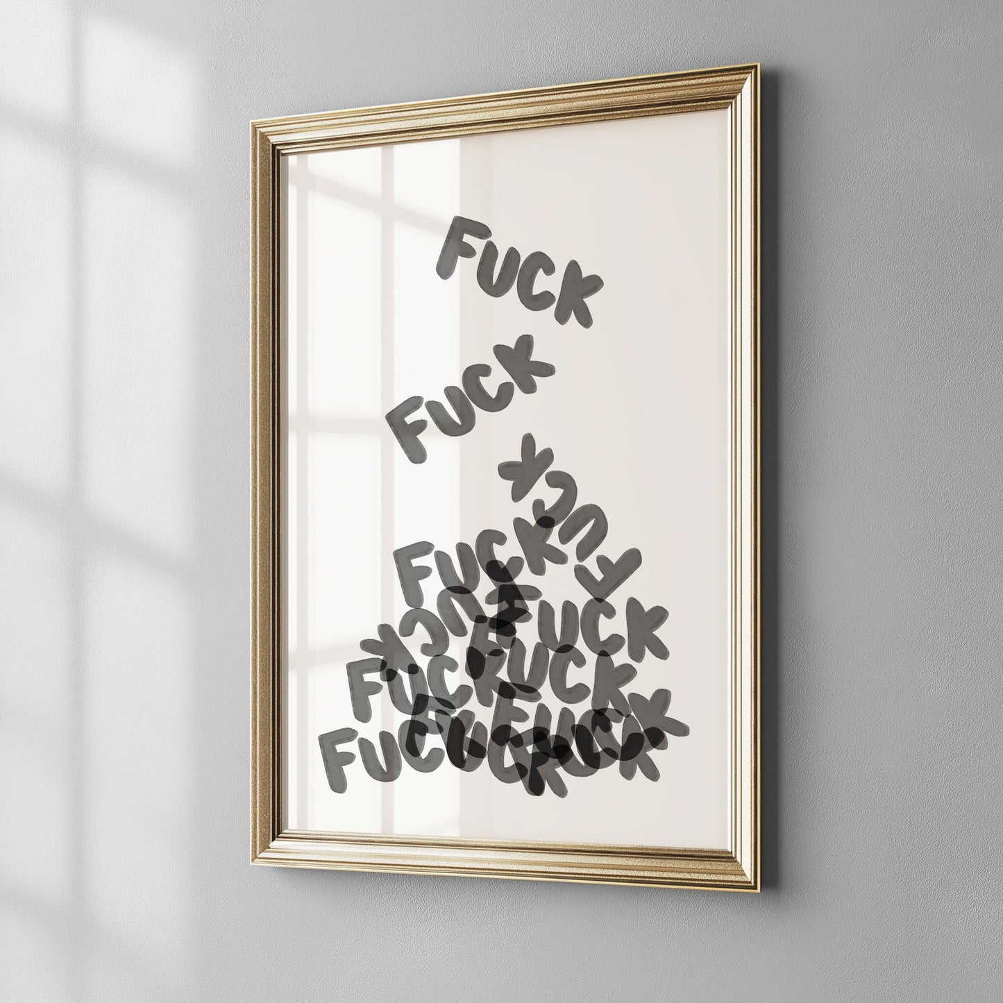 FUCK Pile PRINTABLE, Bold Digital Print, Quote Wall Decor, Minimalist Printable Art, Hand Drawn Stacked Text Decor, Vulgar DIY Decor