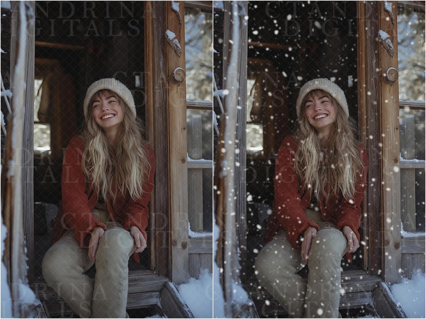 Realistic Snow Overlays for Photoshop, Snowflake Overlays, Dreamy and Realistic Snow Filters for Photoshop, Winter Overlays for Photography