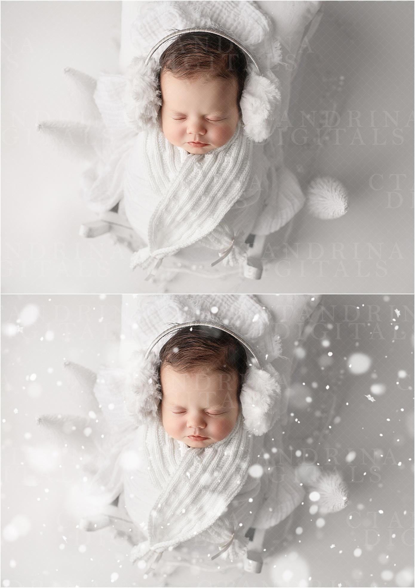 Realistic Snow Overlays for Photoshop, Snowflake Overlays, Dreamy and Realistic Snow Filters for Photoshop, Winter Overlays for Photography