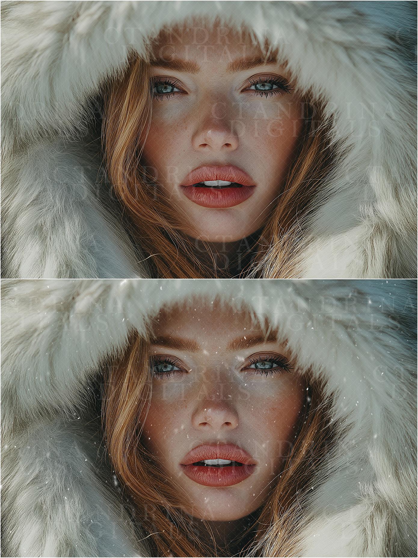 Realistic Snow Overlays for Photoshop, Snowflake Overlays, Dreamy and Realistic Snow Filters for Photoshop, Winter Overlays for Photography