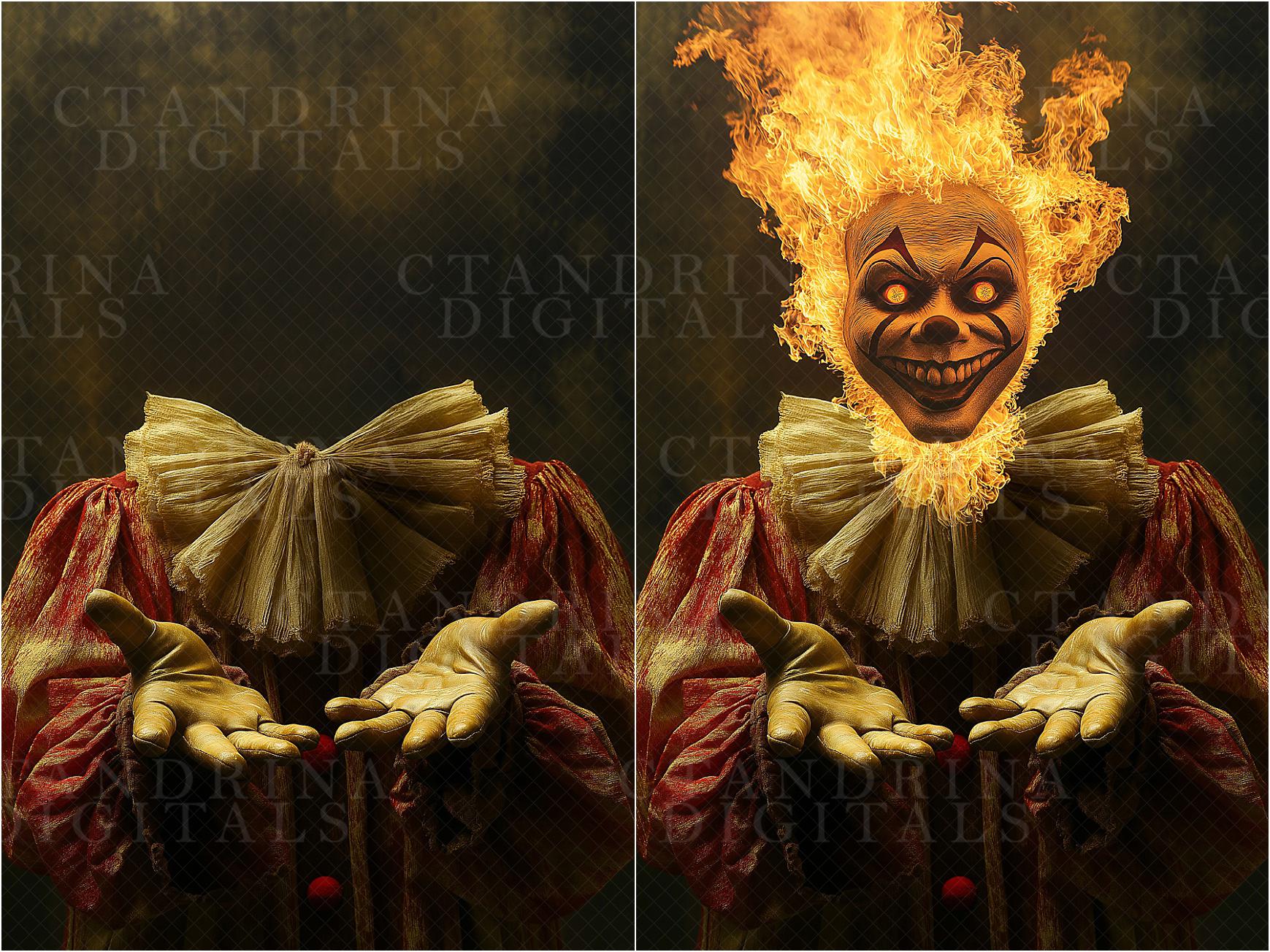 Fire Face Overlays for Photoshop, Creepy Flame Overlays, Fire Skull Overlays, Fantasy Backdrop Overlays, Fire Overlay, Tutorial Included