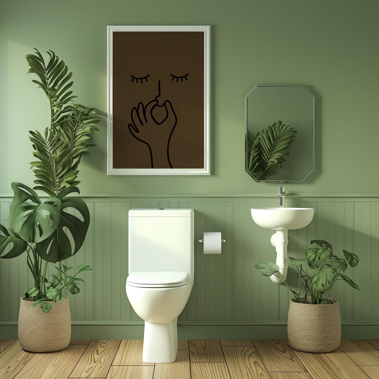Hand Drawn Plugging Nose Bathroom PRINTABLE, Stinky Humorous Bathroom Digital Print, Simple Hand Drawn Funny Bathroom Wall Art, Bath Prints