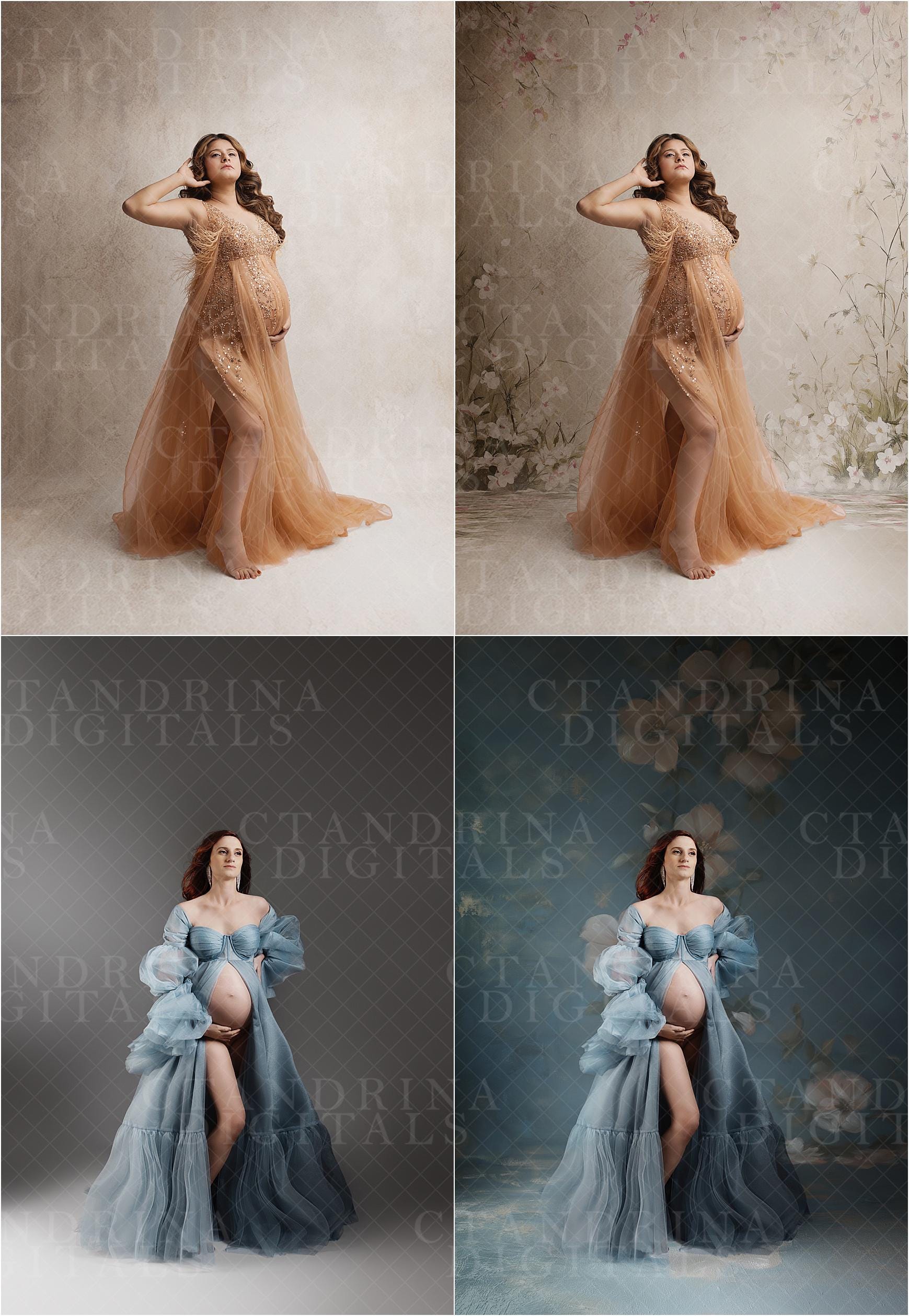 Painted Floral Sweep Digital Backdrop Overlays, Maternity Digital Backdrops, Studio Seamless Paper Overlays, Fine Art Photoshop Backdrops
