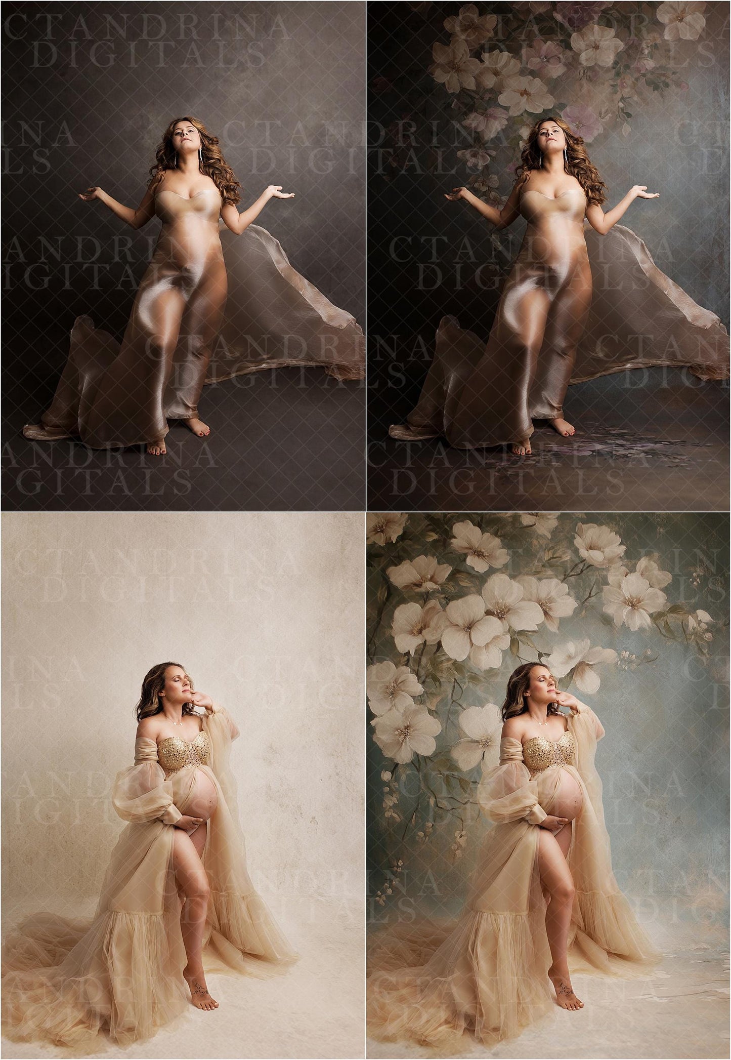 Painted Floral Sweep Digital Backdrop Overlays, Maternity Digital Backdrops, Studio Seamless Paper Overlays, Fine Art Photoshop Backdrops