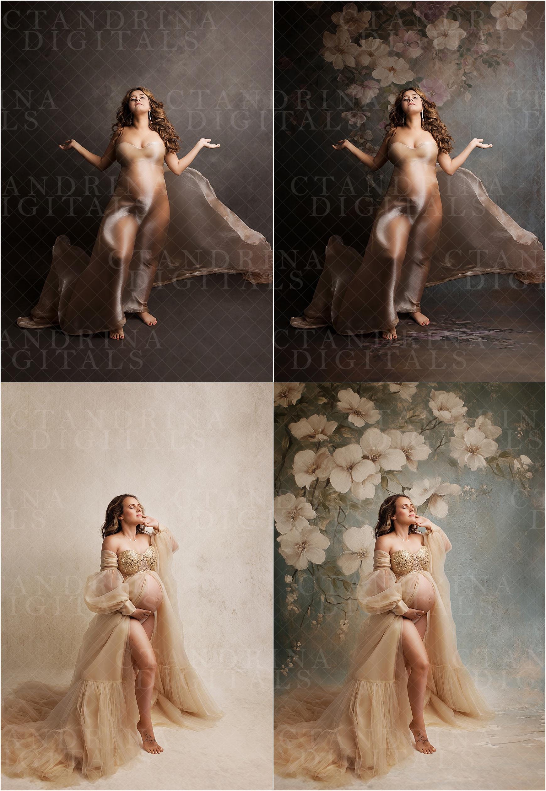 Painted Floral Sweep Digital Backdrop Overlays, Maternity Digital Backdrops, Studio Seamless Paper Overlays, Fine Art Photoshop Backdrops