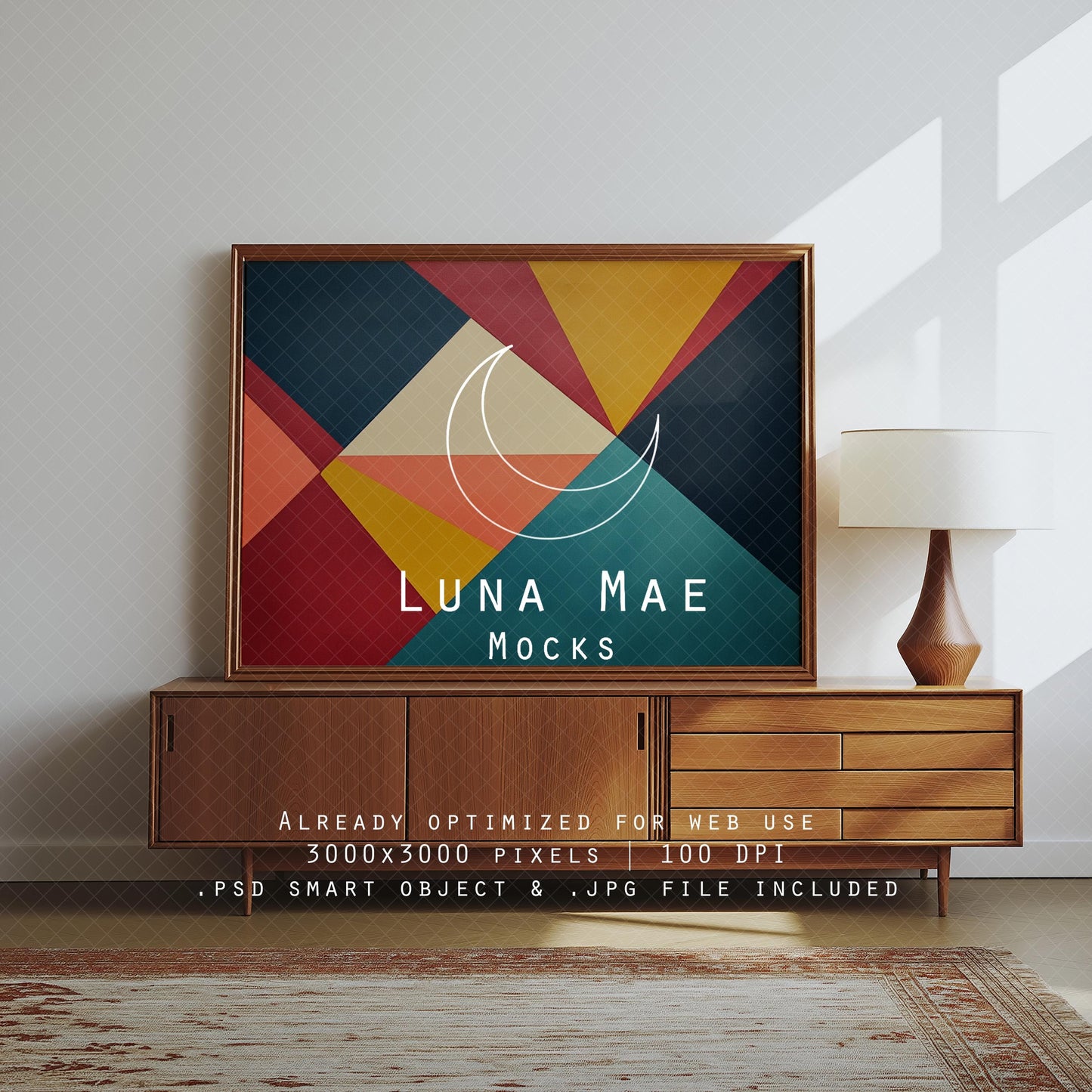 Horizontal Frame Mockup, Frame Wall Art Mockup PSD and JPG, Interior Wooden Frame Mockup, Minimal Style Digital Print and Poster Shop Mockup