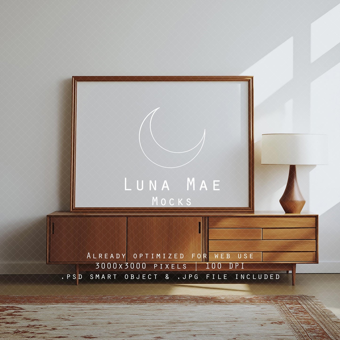 Horizontal Frame Mockup, Frame Wall Art Mockup PSD and JPG, Interior Wooden Frame Mockup, Minimal Style Digital Print and Poster Shop Mockup