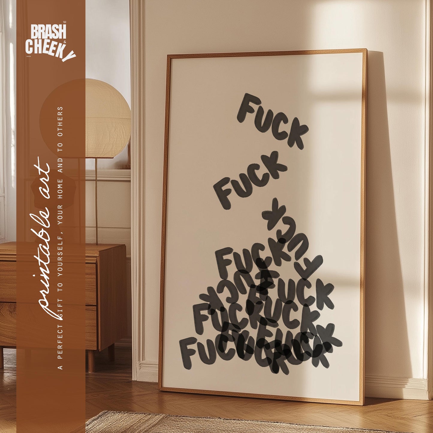FUCK Pile PRINTABLE, Bold Digital Print, Quote Wall Decor, Minimalist Printable Art, Hand Drawn Stacked Text Decor, Vulgar DIY Decor