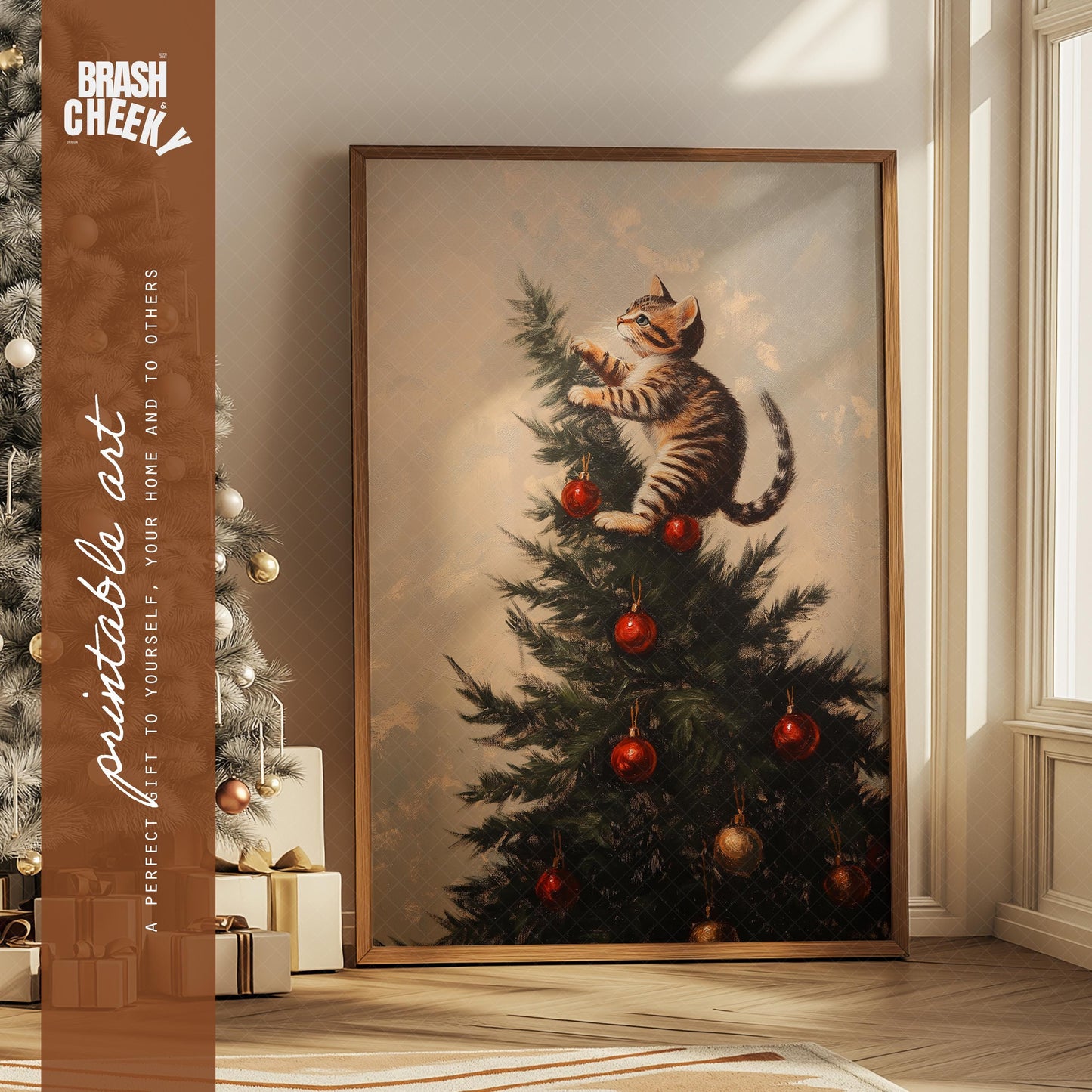Cat Climbing the Christmas Tree PRINTABLE