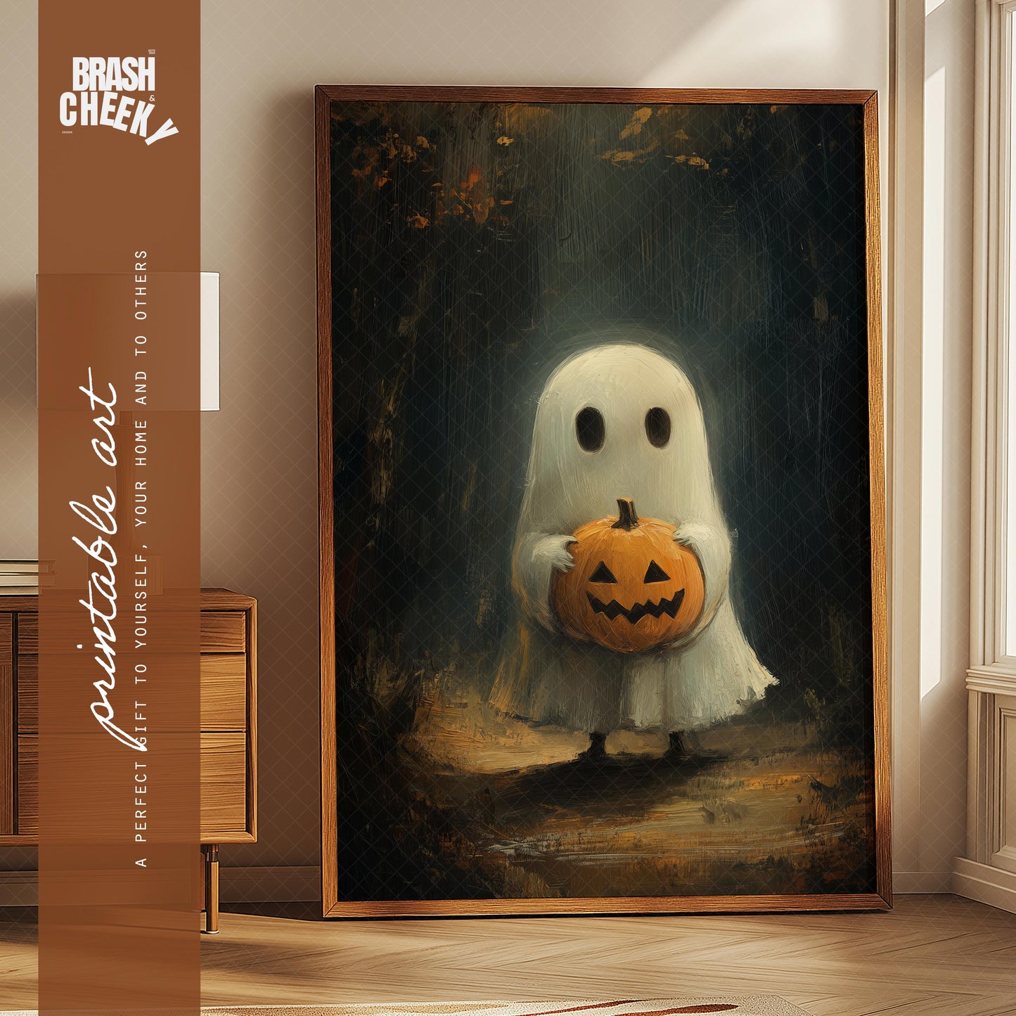 Cute Ghost Holding A Pumpkin PRINTABLE