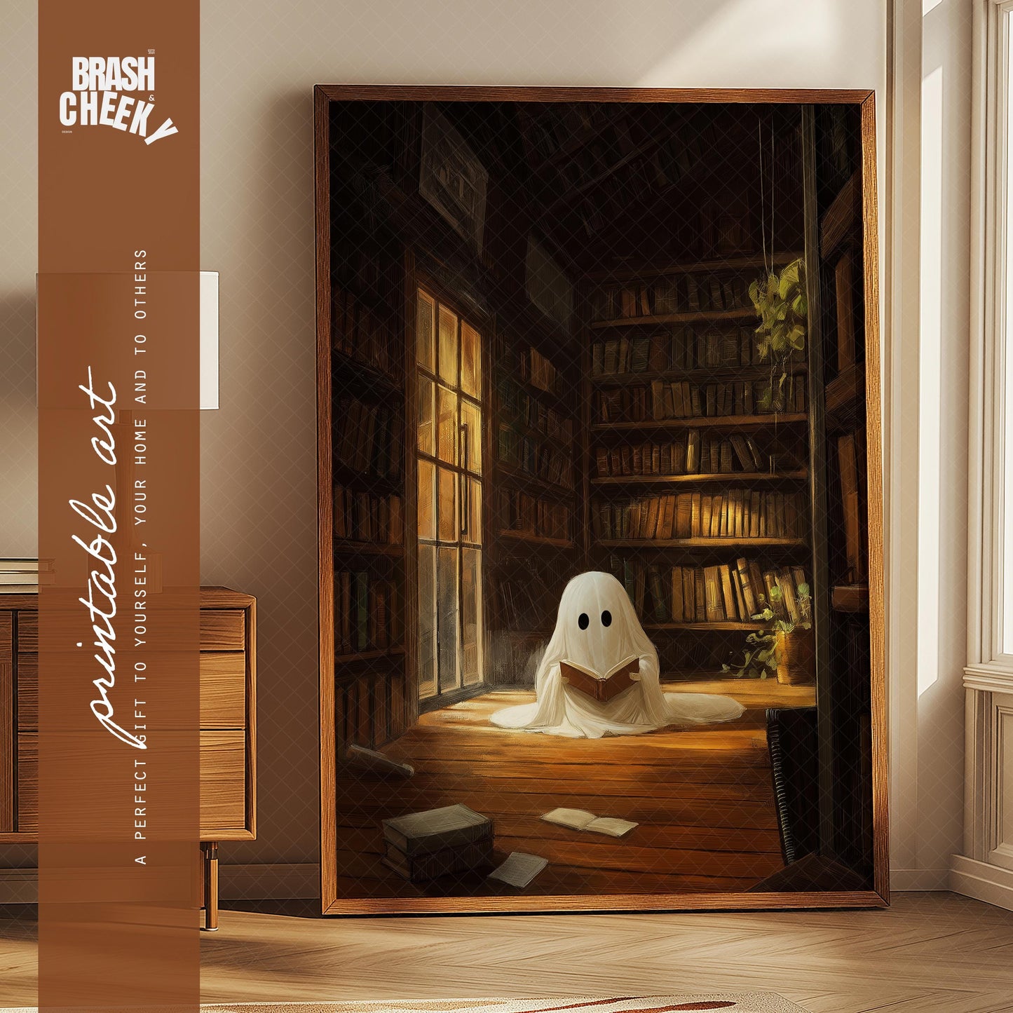 Ghost Reading A Book In The Library PRINTABLE