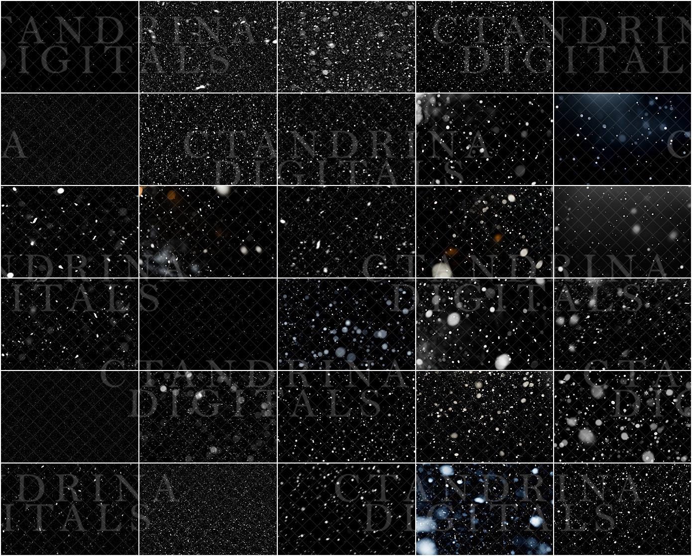 Realistic Snow Overlays for Photoshop, Snowflake Overlays, Dreamy and Realistic Snow Filters for Photoshop, Winter Overlays for Photography