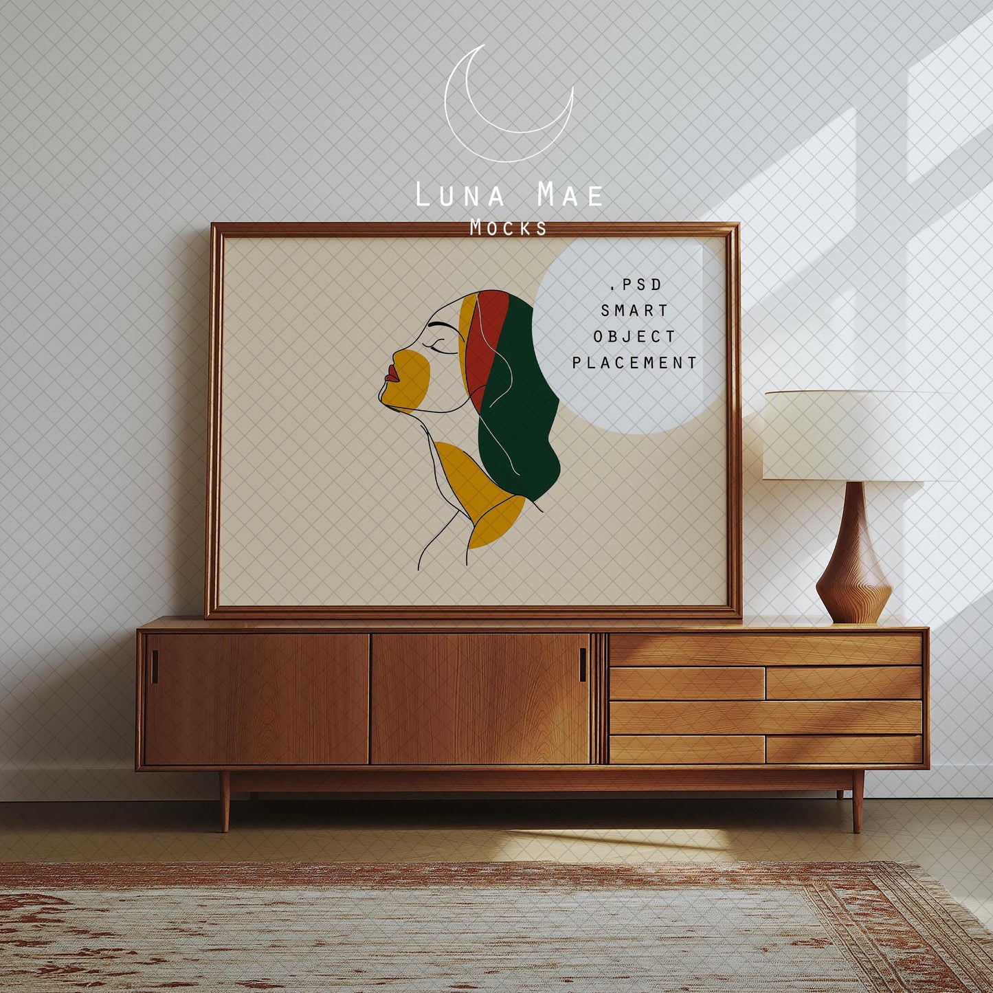 Horizontal Frame Mockup, Frame Wall Art Mockup PSD and JPG, Interior Wooden Frame Mockup, Minimal Style Digital Print and Poster Shop Mockup