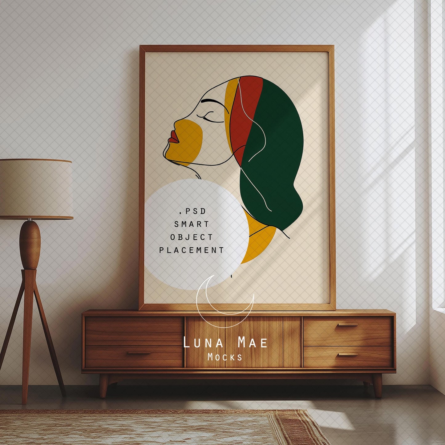 Vertical Frame Mockup, Living Room Wall Art Mockup PSD&JPG, Interior Wooden Frame Mockup, Minimal Style Digital Print and Poster Shop Mockup
