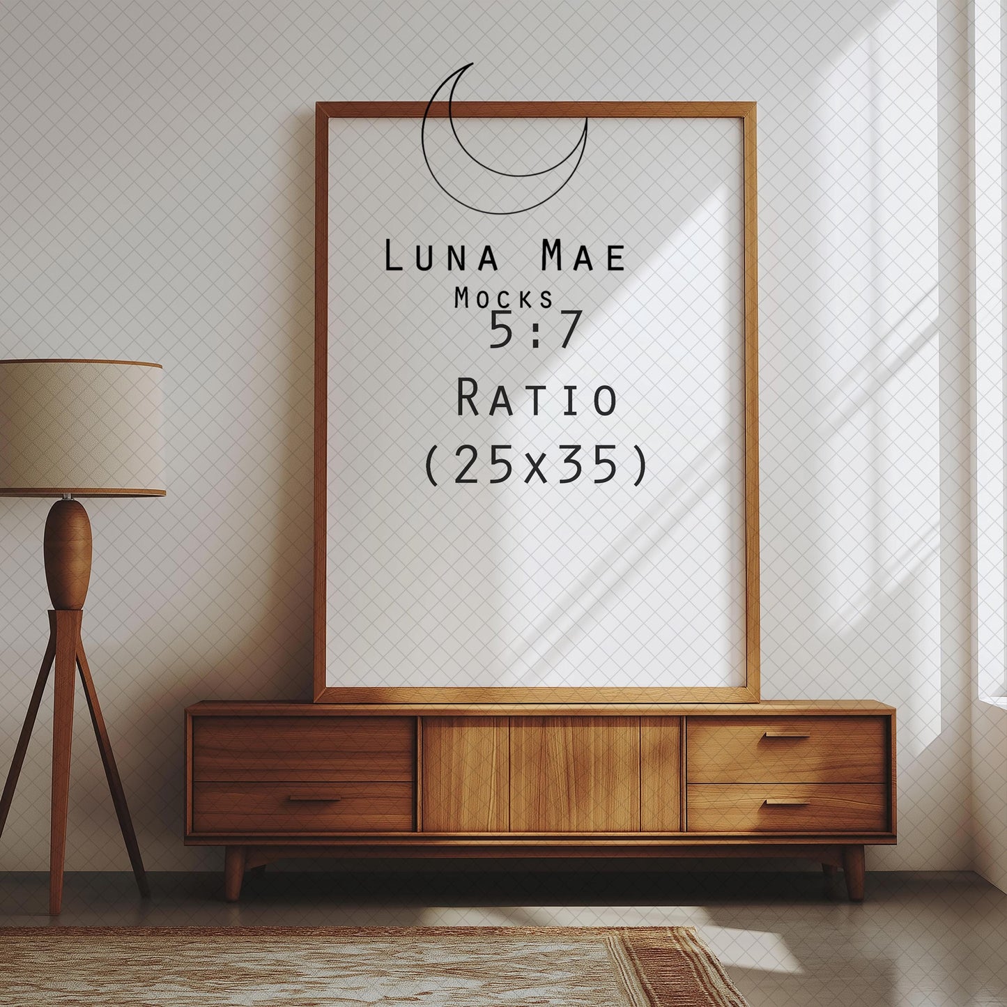 Vertical Frame Mockup, Living Room Wall Art Mockup PSD&JPG, Interior Wooden Frame Mockup, Minimal Style Digital Print and Poster Shop Mockup