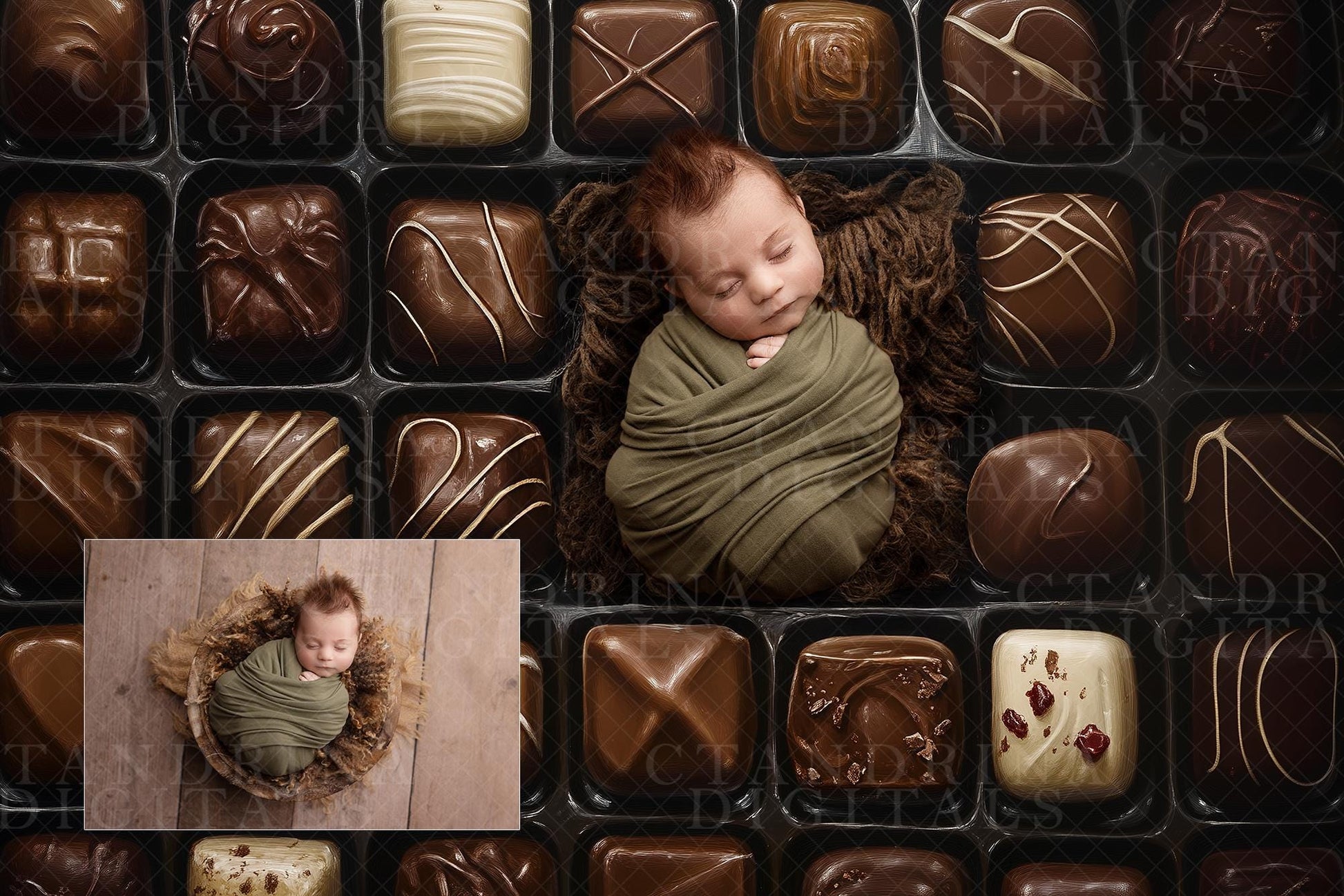 Painted Chocolates Newborn Digital Backdrop, Valentine Newborn Digital Background, Candy Backdrop, Box of Chocolates Backdrop, Painterly