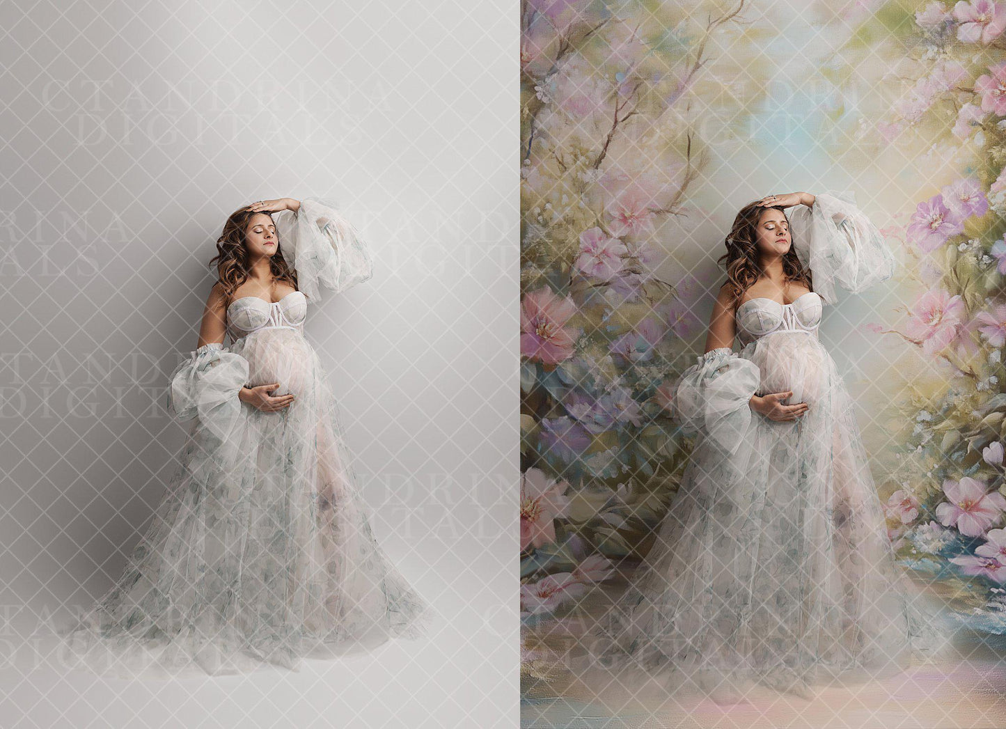 Pastel Pathway Digital Backdrops, Painted Spring Floral Digital Backdrop Overlays, Easter Digital Backdrops, Maternity Digital Backdrops