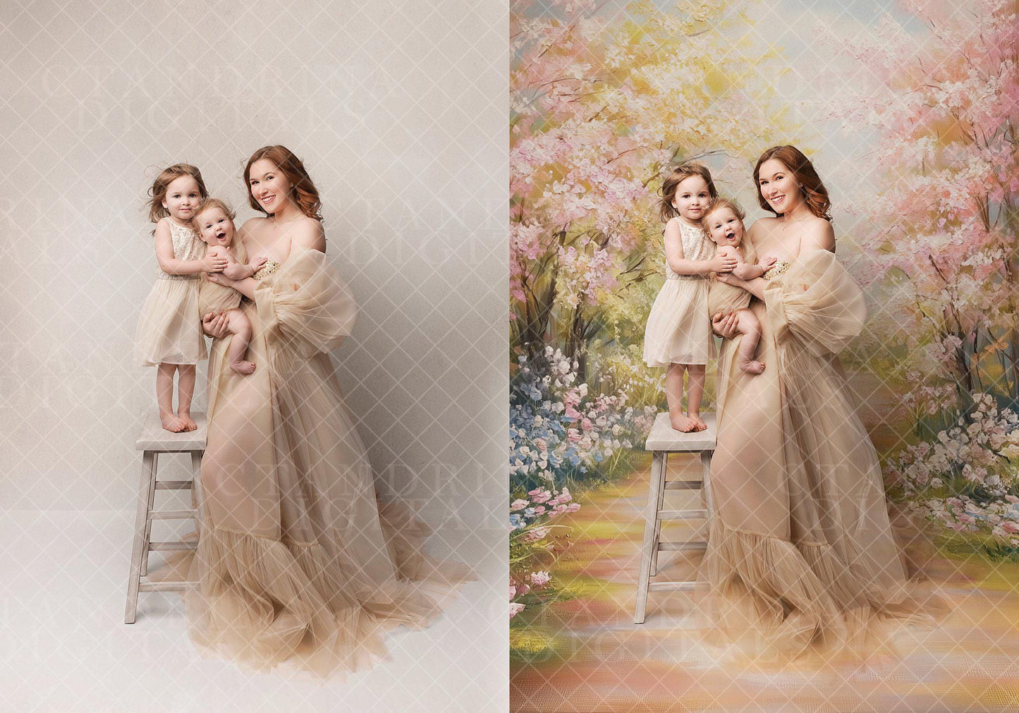 Pastel Pathway Digital Backdrops, Painted Spring Floral Digital Backdrop Overlays, Easter Digital Backdrops, Maternity Digital Backdrops