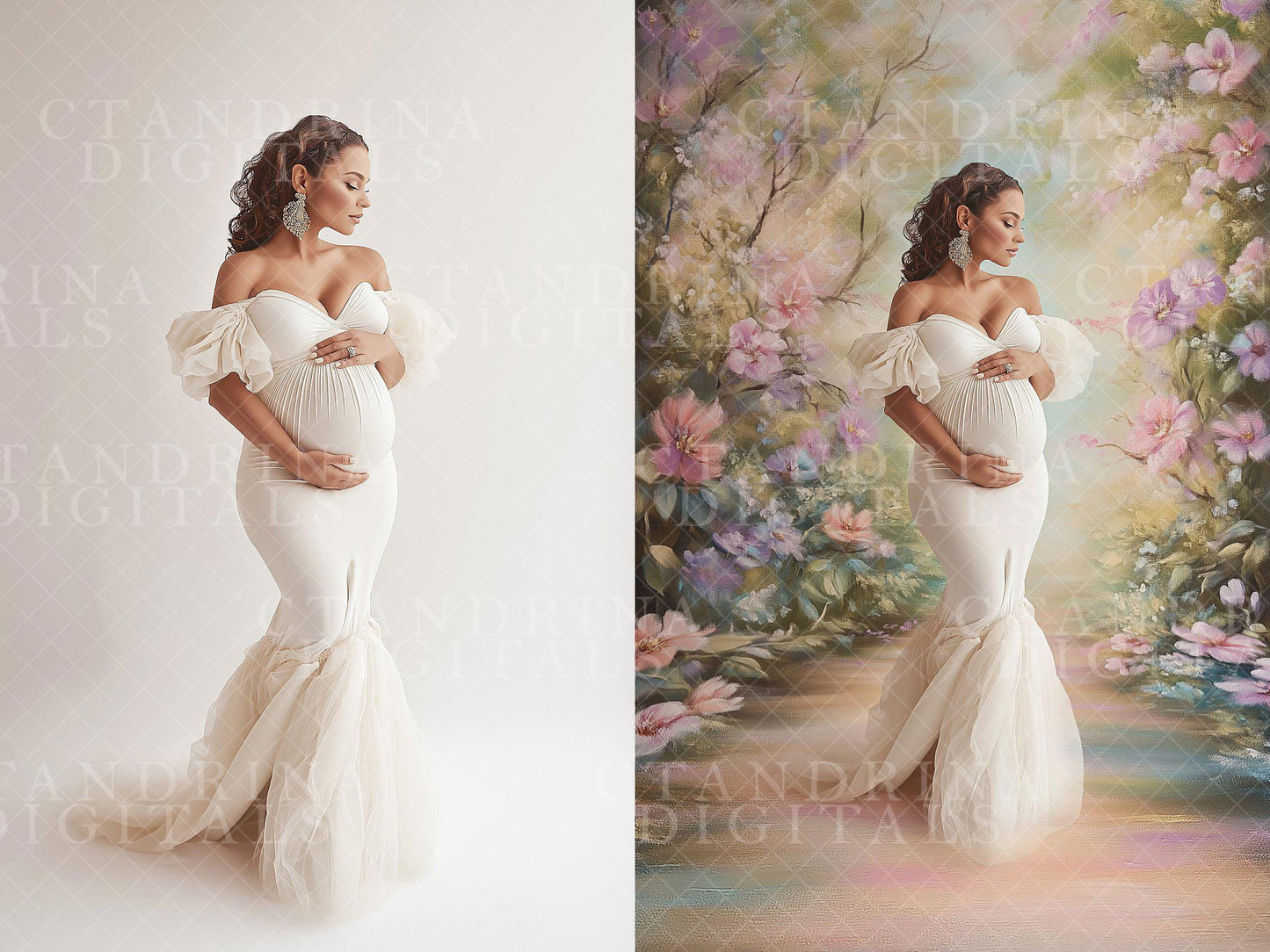 Pastel Pathway Digital Backdrops, Painted Spring Floral Digital Backdrop Overlays, Easter Digital Backdrops, Maternity Digital Backdrops