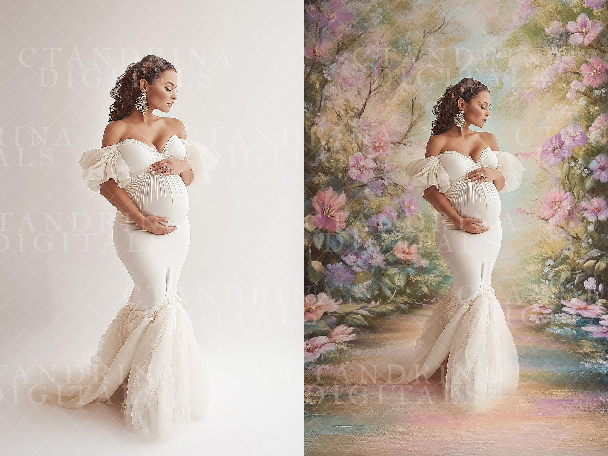 Pastel Pathway Digital Backdrops, Painted Spring Floral Digital Backdrop Overlays, Easter Digital Backdrops, Maternity Digital Backdrops