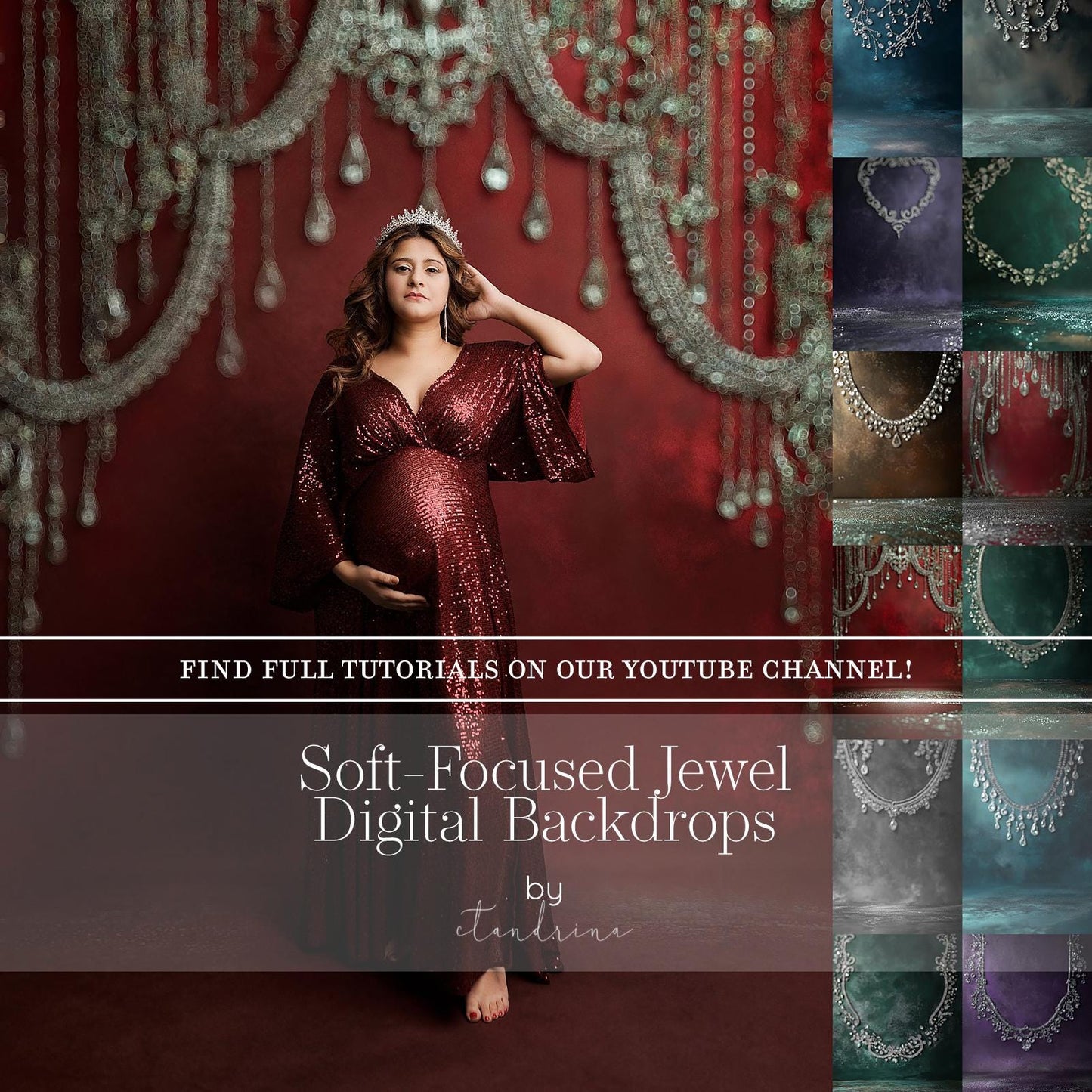 Soft Focused Jewel Digital Backdrops, Jewelry Canvas Digital Background, Maternity Digital Backdrops, Blurred Gem Backdrops for Photoshop
