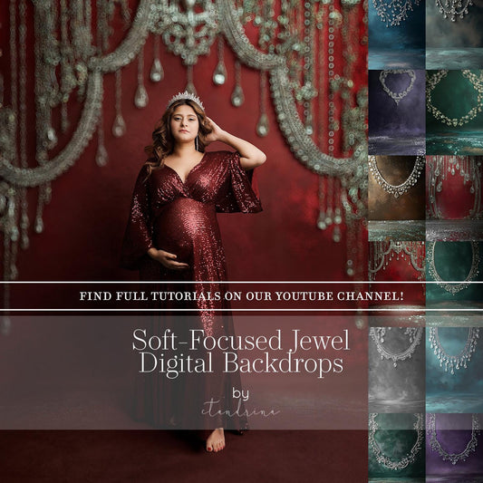 Soft Focused Jewel Digital Backdrops, Jewelry Canvas Digital Background, Maternity Digital Backdrops, Blurred Gem Backdrops for Photoshop