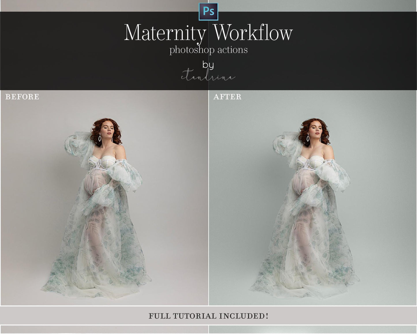 Maternity Workflow Photoshop Actions, Skin Actions, Background Actions, Color Change Action, Photoshop Actions for Studio Maternity, ENGLISH
