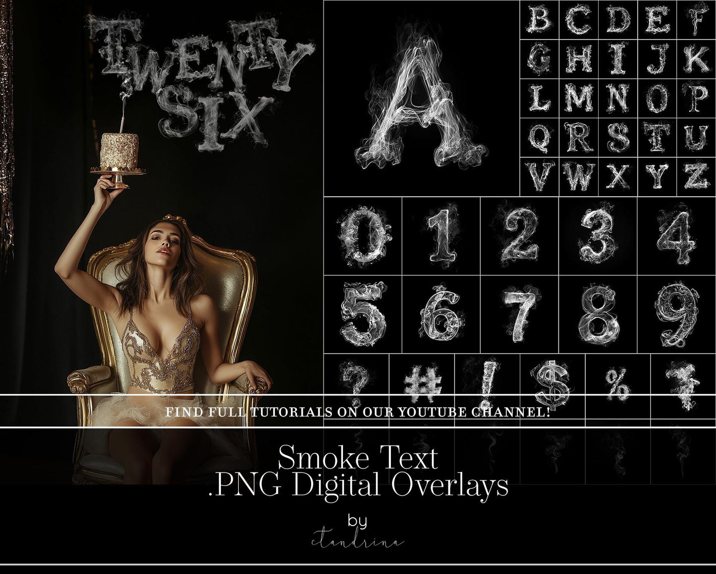 Smoke Text Overlays, PNG Smoke Effect Letters, Smoke Alphabet, Smoke Numbers, Whimsical Digital Backdrop Text Overlays for Photoshop