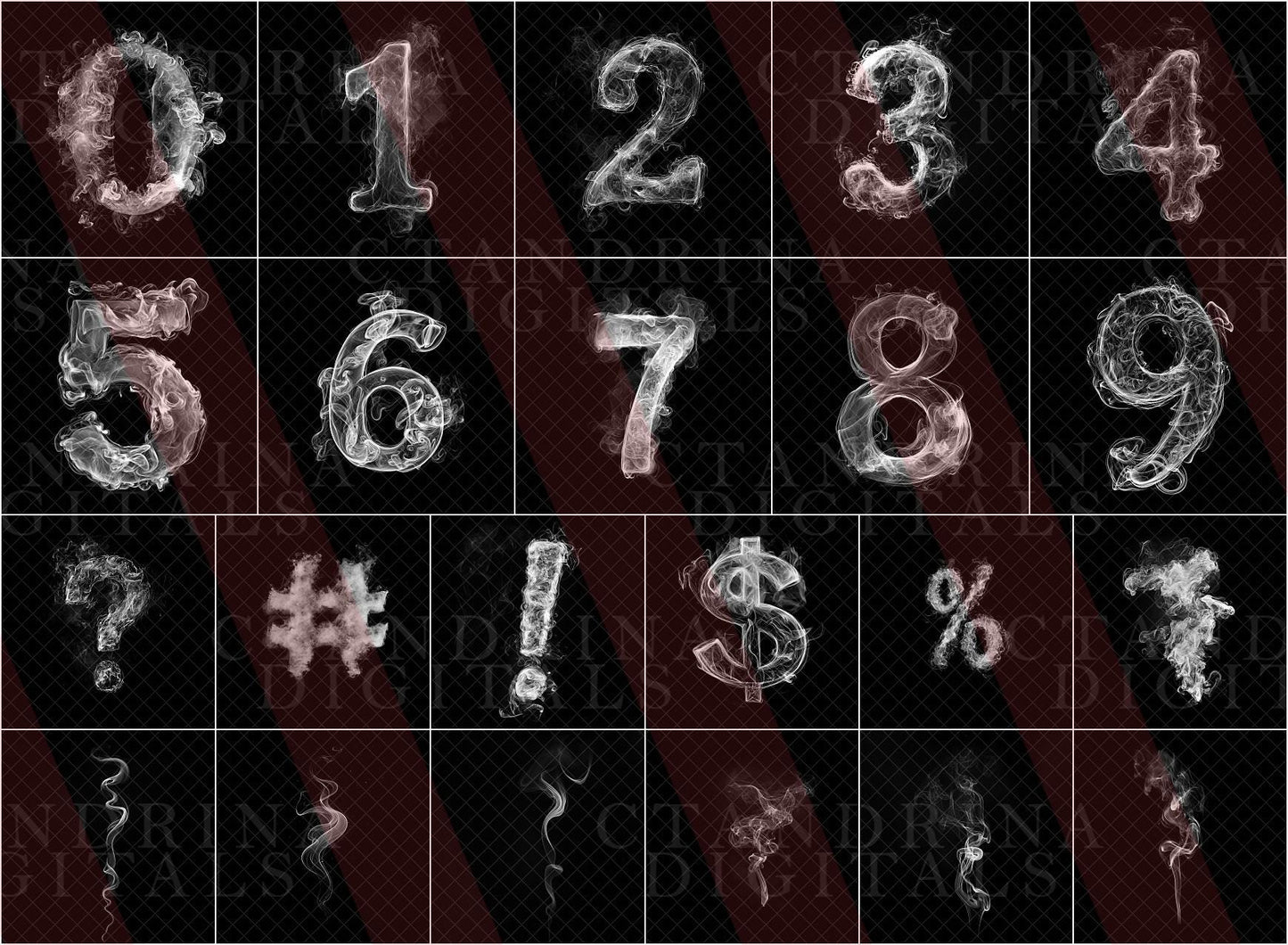 Smoke Text Overlays, PNG Smoke Effect Letters, Smoke Alphabet, Smoke Numbers, Whimsical Digital Backdrop Text Overlays for Photoshop