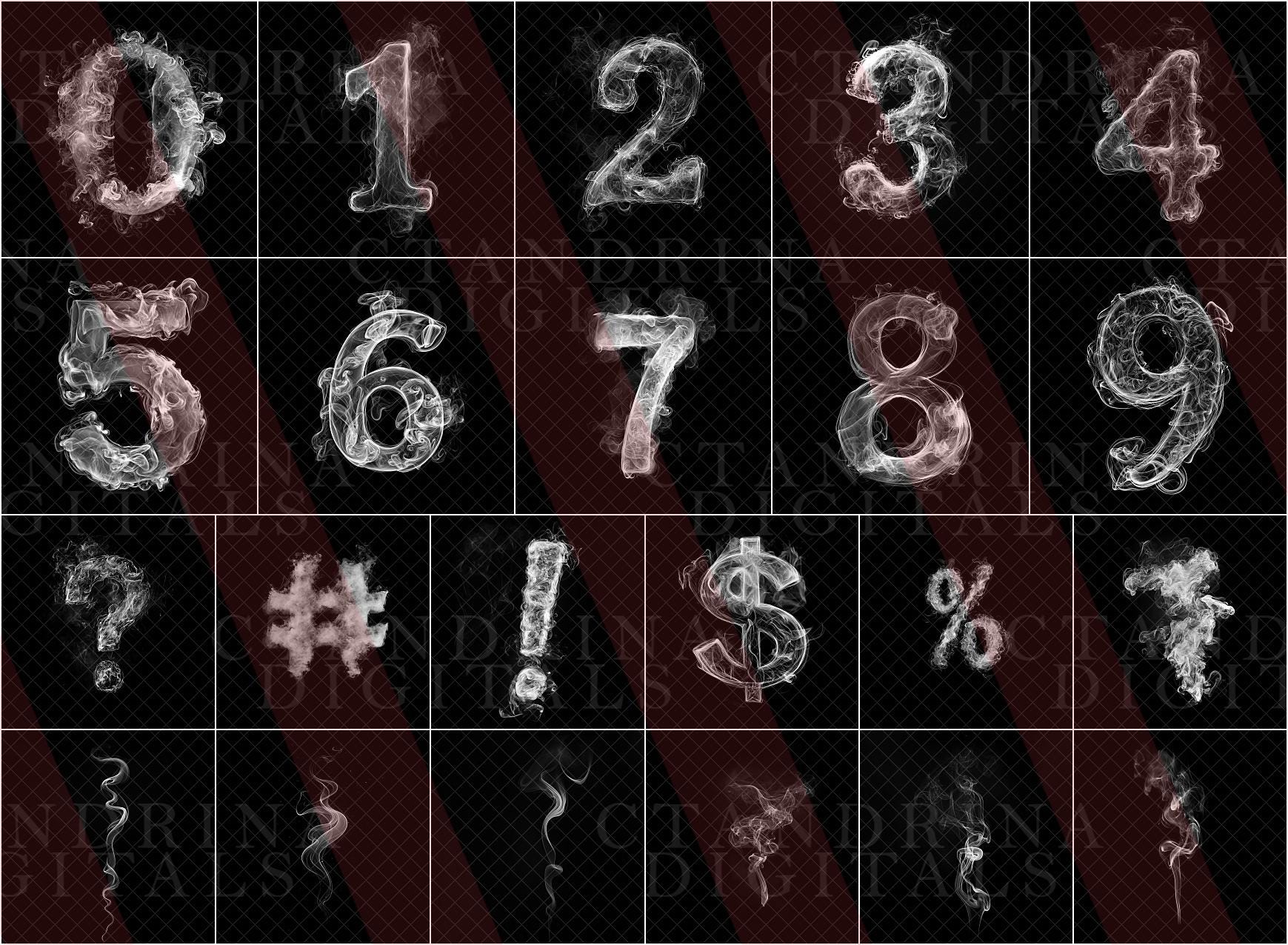 Smoke Text Overlays, PNG Smoke Effect Letters, Smoke Alphabet, Smoke Numbers, Whimsical Digital Backdrop Text Overlays for Photoshop