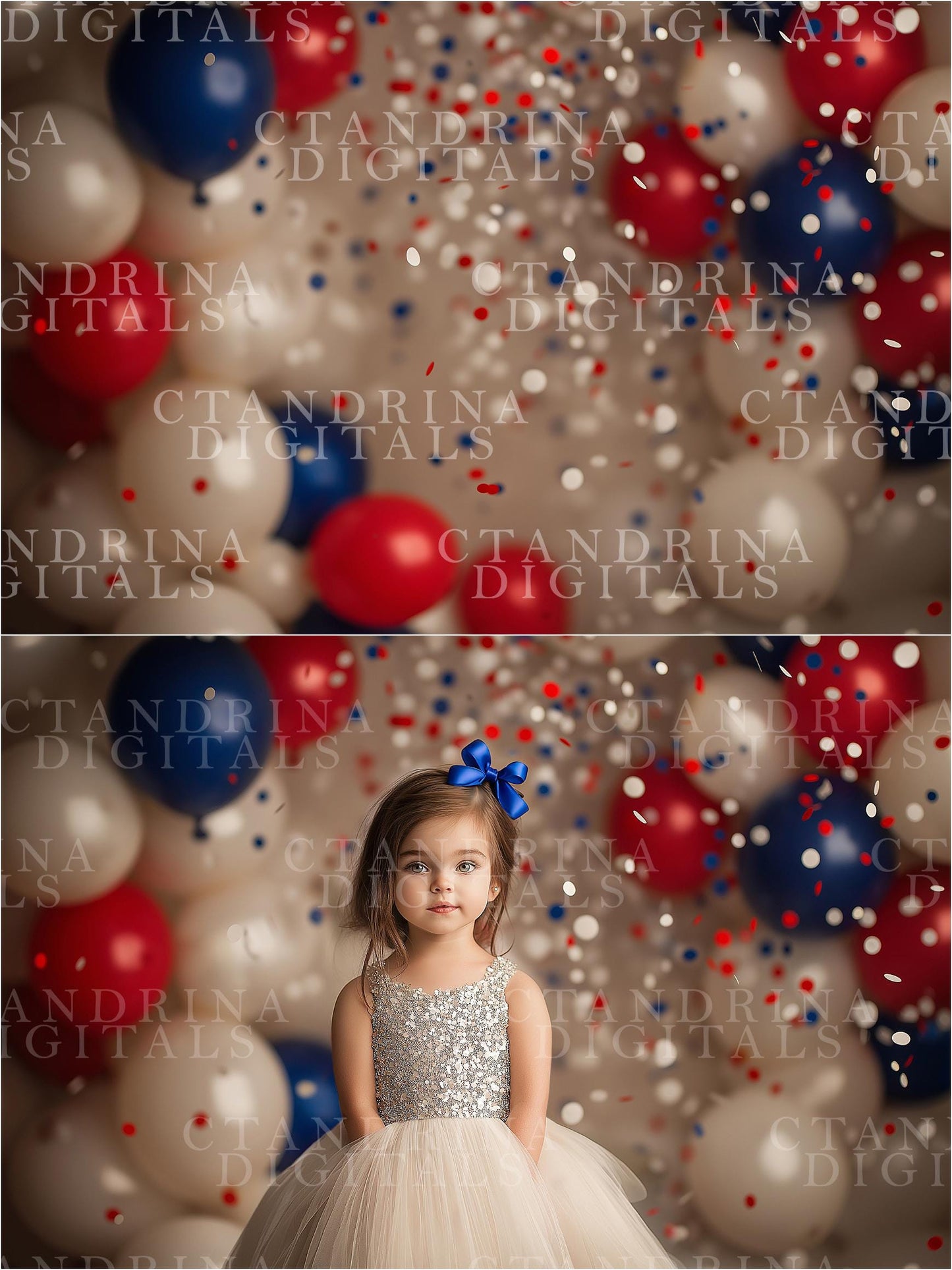 Dreamy Patriotic Balloon Digital Backdrops, Fourth of July Digital Backgrounds, Independence Day Digital Backdrops, Red White & Blue Digital