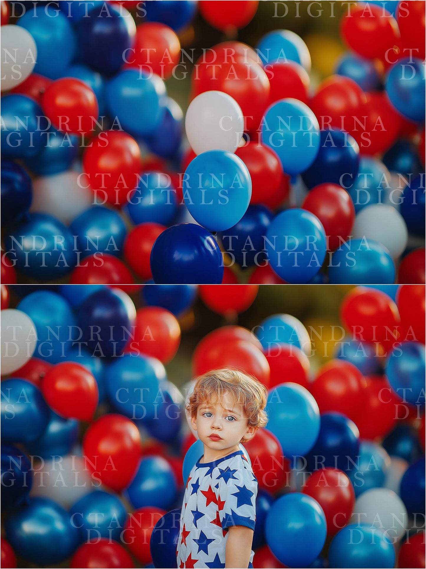 Dreamy Patriotic Balloon Digital Backdrops, Fourth of July Digital Backgrounds, Independence Day Digital Backdrops, Red White & Blue Digital