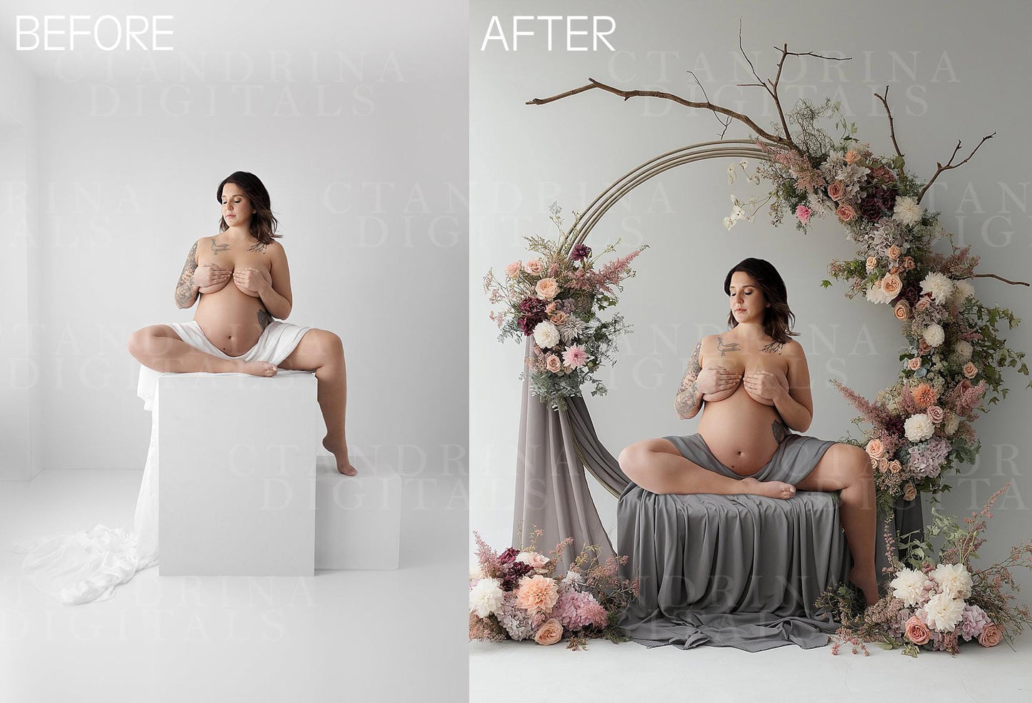 Floral Hoop Swings & Seats Digital Backdrops, Maternity Digital Backdrops, Digital Backgrounds w/ Tutorial, Digital Backdrops for Photoshop