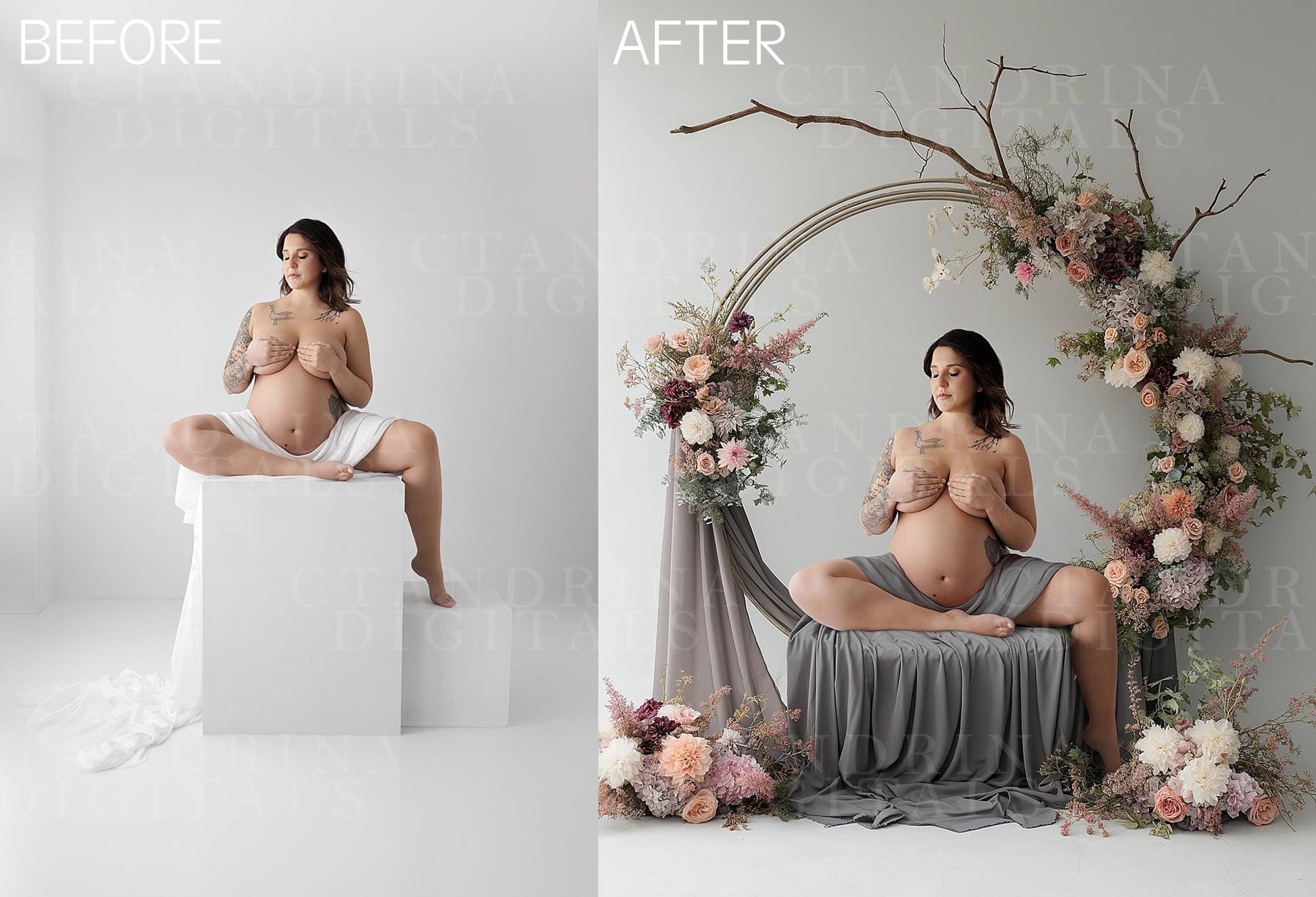 Floral Hoop Swings & Seats Digital Backdrops, Maternity Digital Backdrops, Digital Backgrounds w/ Tutorial, Digital Backdrops for Photoshop