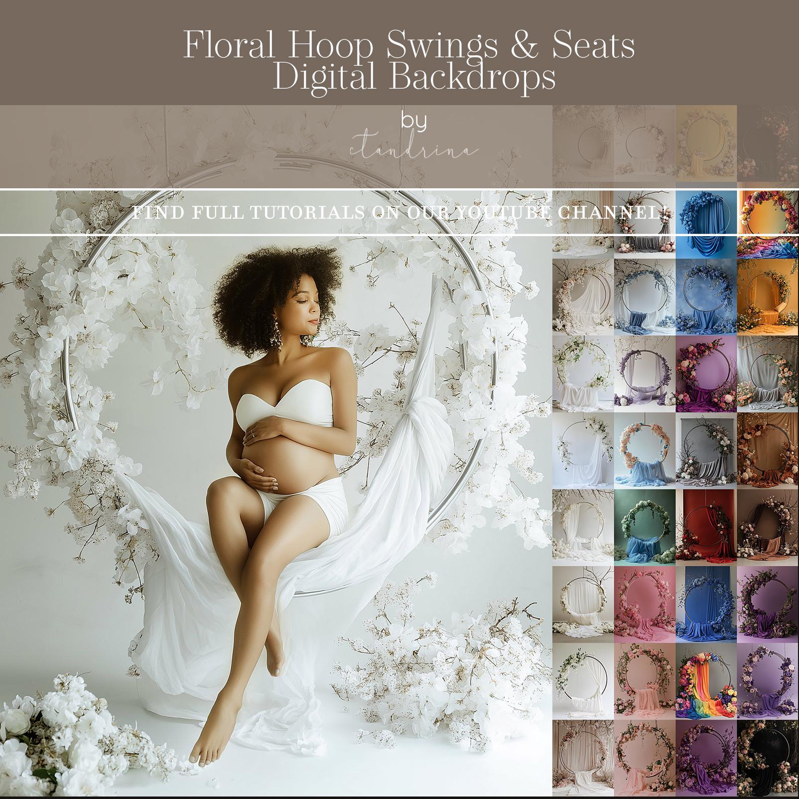 Floral Hoop Swings & Seats Digital Backdrops, Maternity Digital Backdrops, Digital Backgrounds w/ Tutorial, Digital Backdrops for Photoshop