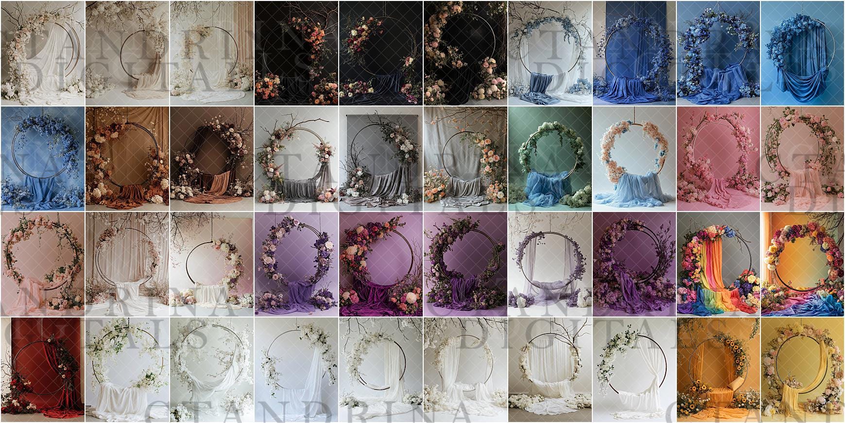 Floral Hoop Swings & Seats Digital Backdrops, Maternity Digital Backdrops, Digital Backgrounds w/ Tutorial, Digital Backdrops for Photoshop