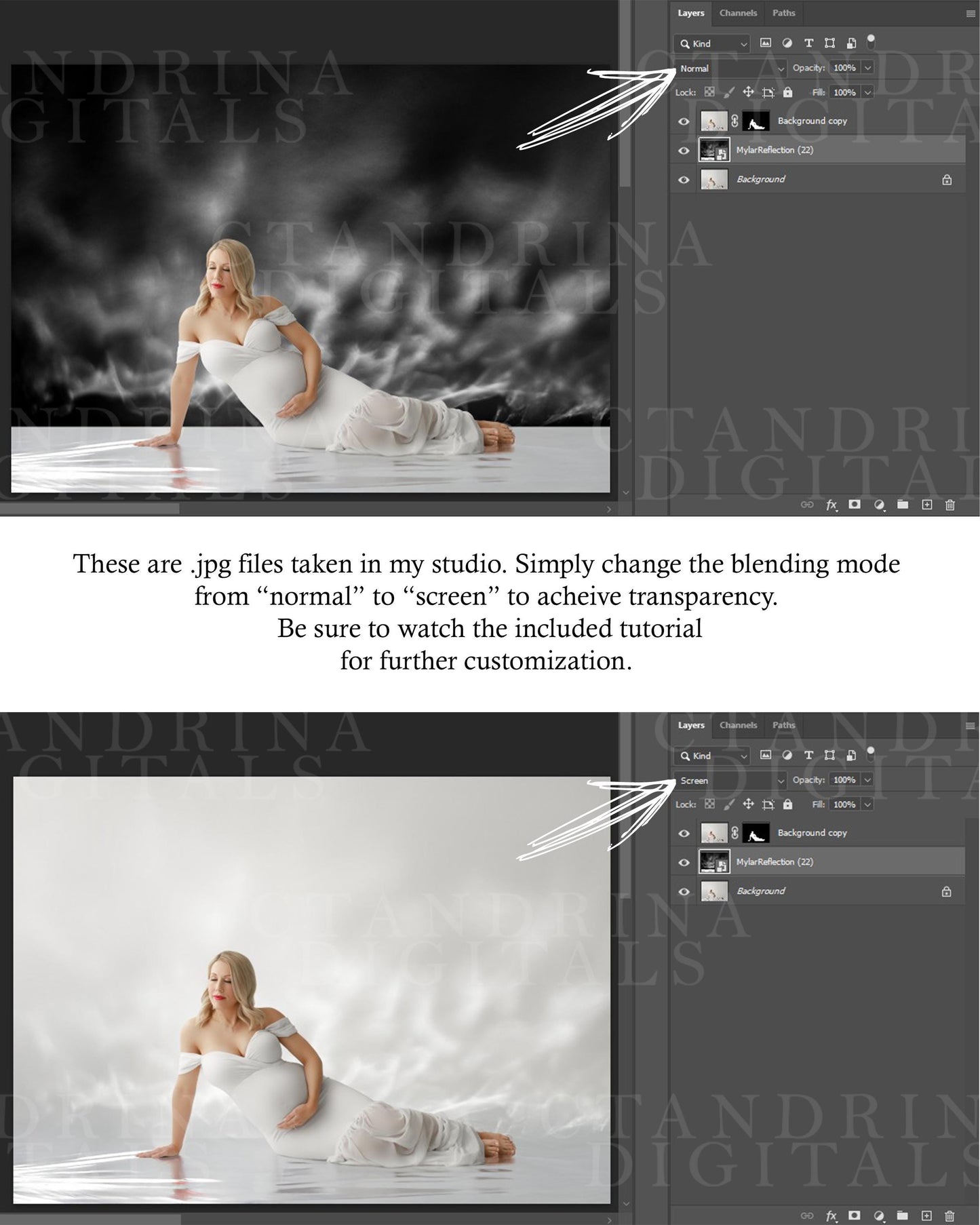Mylar Reflection Overlays, Foil Layer Wall Reflection, Mylar Light Backdrop Overlays, Maternity Backdrop Overlays for Photoshop, Tutorial