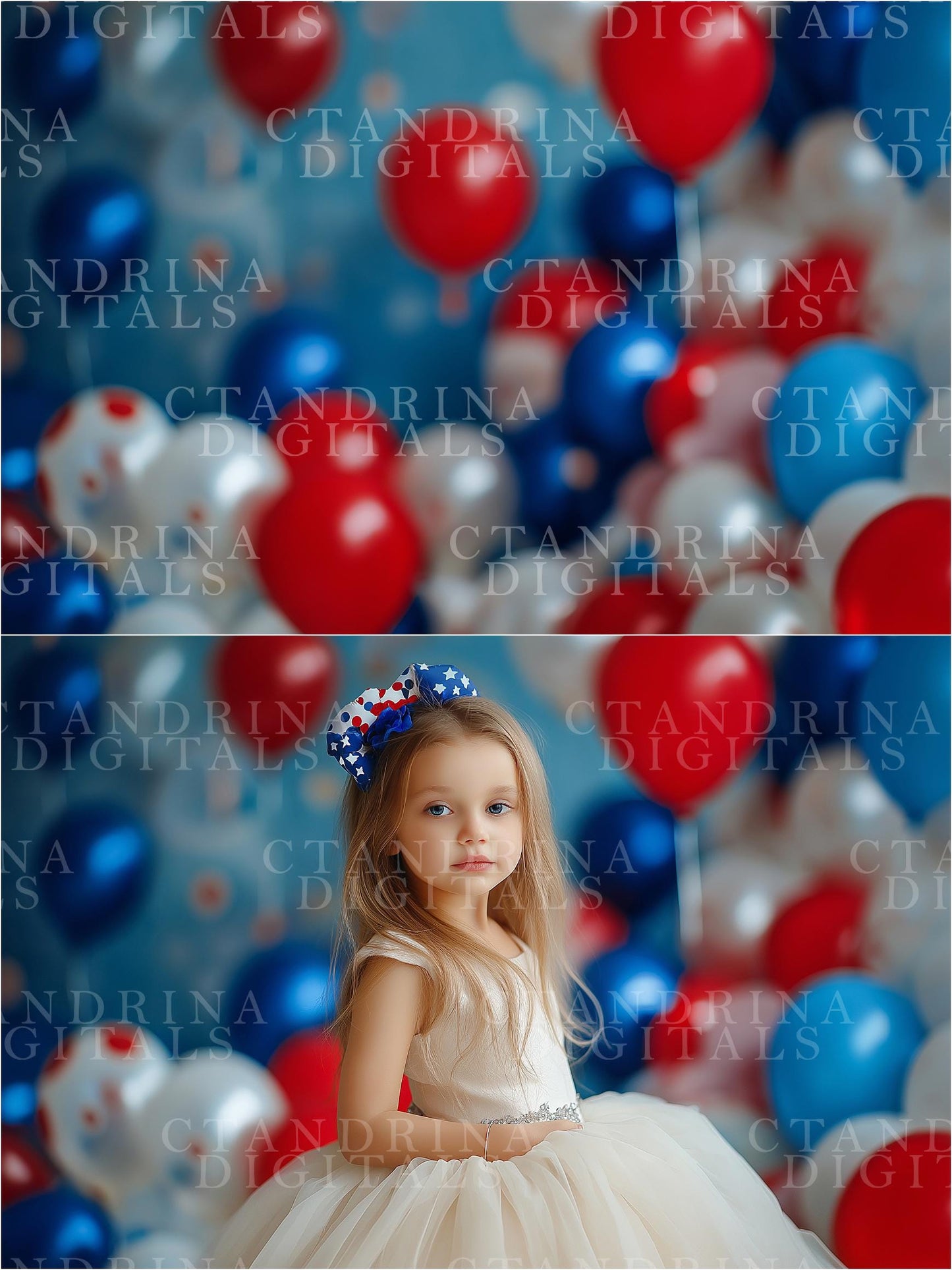 Dreamy Patriotic Balloon Digital Backdrops, Fourth of July Digital Backgrounds, Independence Day Digital Backdrops, Red White & Blue Digital