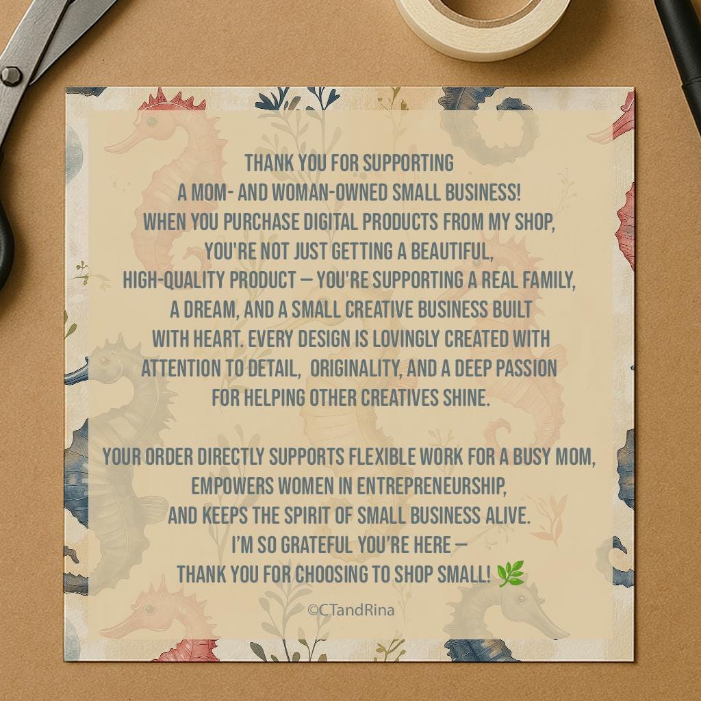 Vintage Under The Sea Watercolor Digital Paper, Mermaid Printable Scrapbook Paper, Digital Paper for Personal & Small Commercial Use
