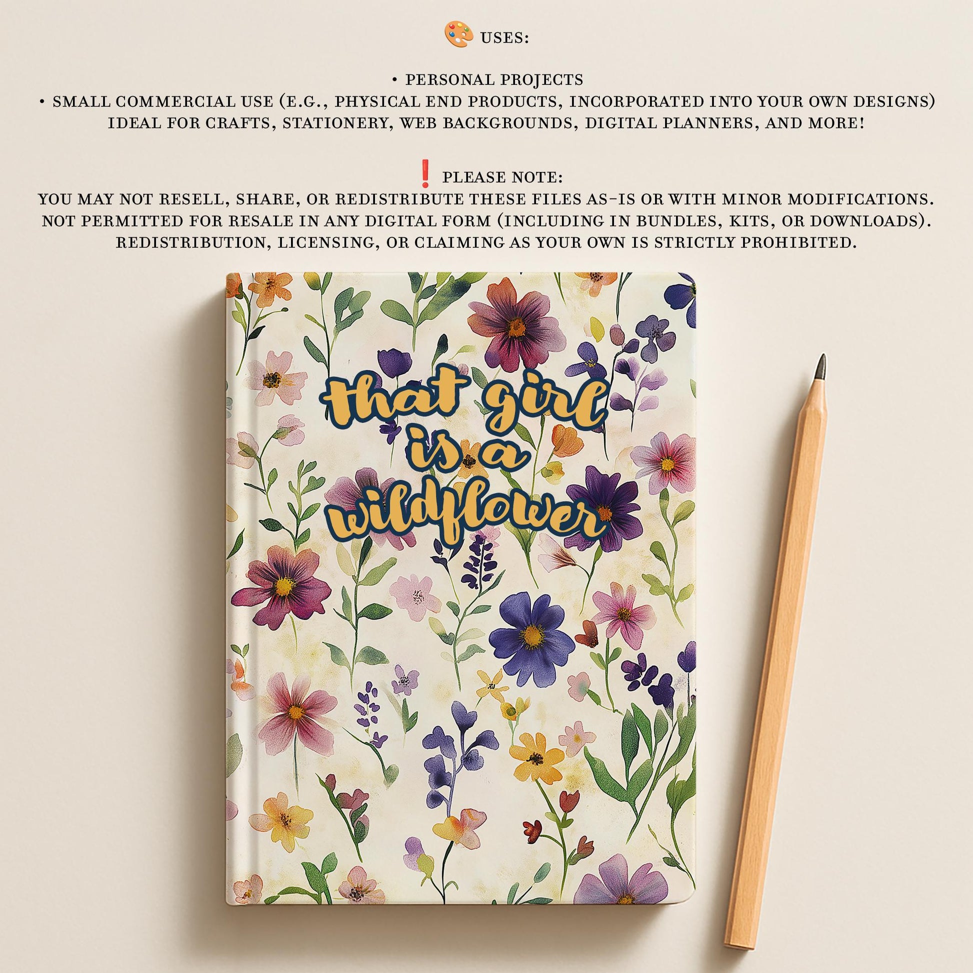 Watercolor Wildflowers Digital Paper, Dainty Printable Scrapbook Paper, Painted Floral Digital Paper for Personal & Small Commercial Use