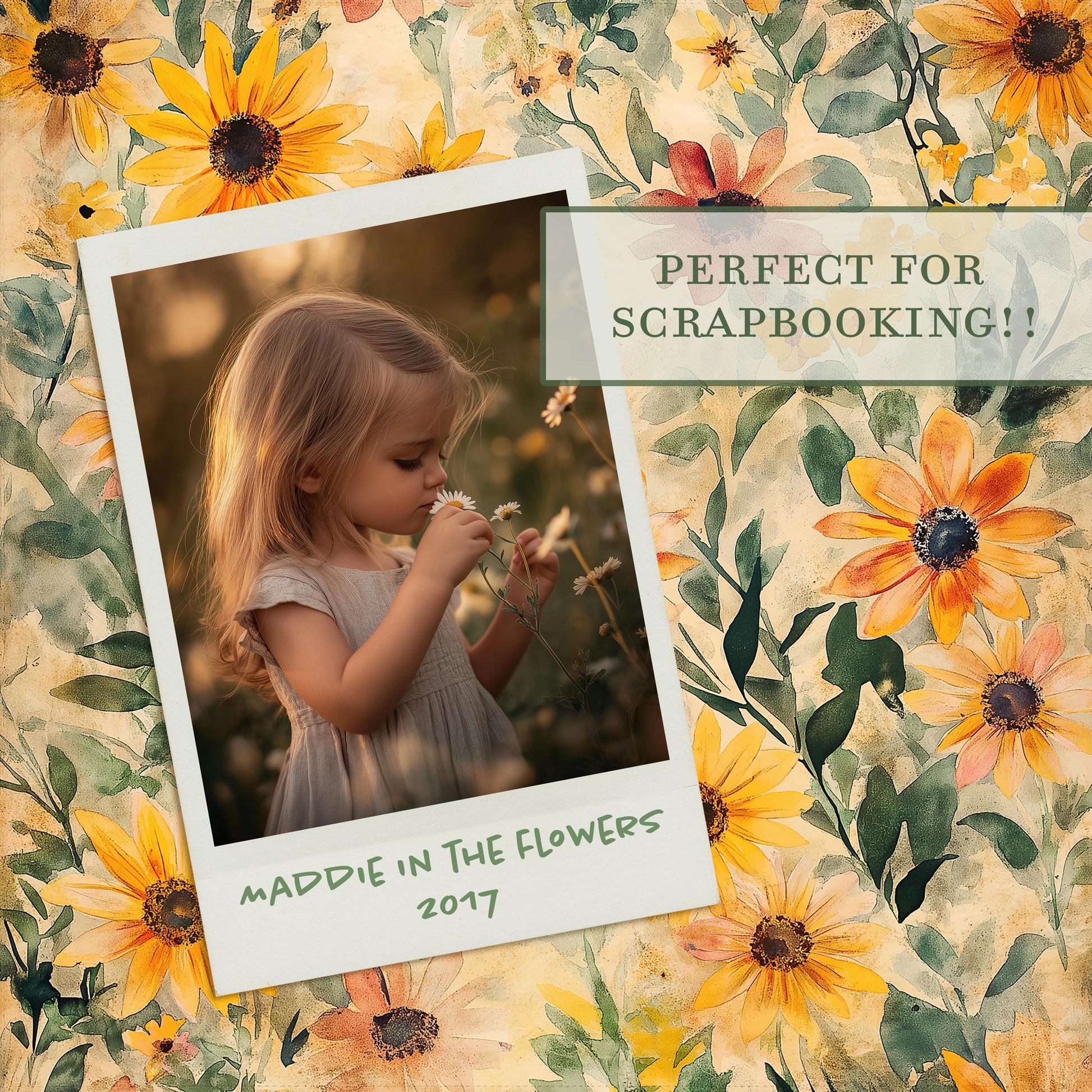 Watercolor Wildflowers Digital Paper, Dainty Printable Scrapbook Paper, Painted Floral Digital Paper for Personal & Small Commercial Use